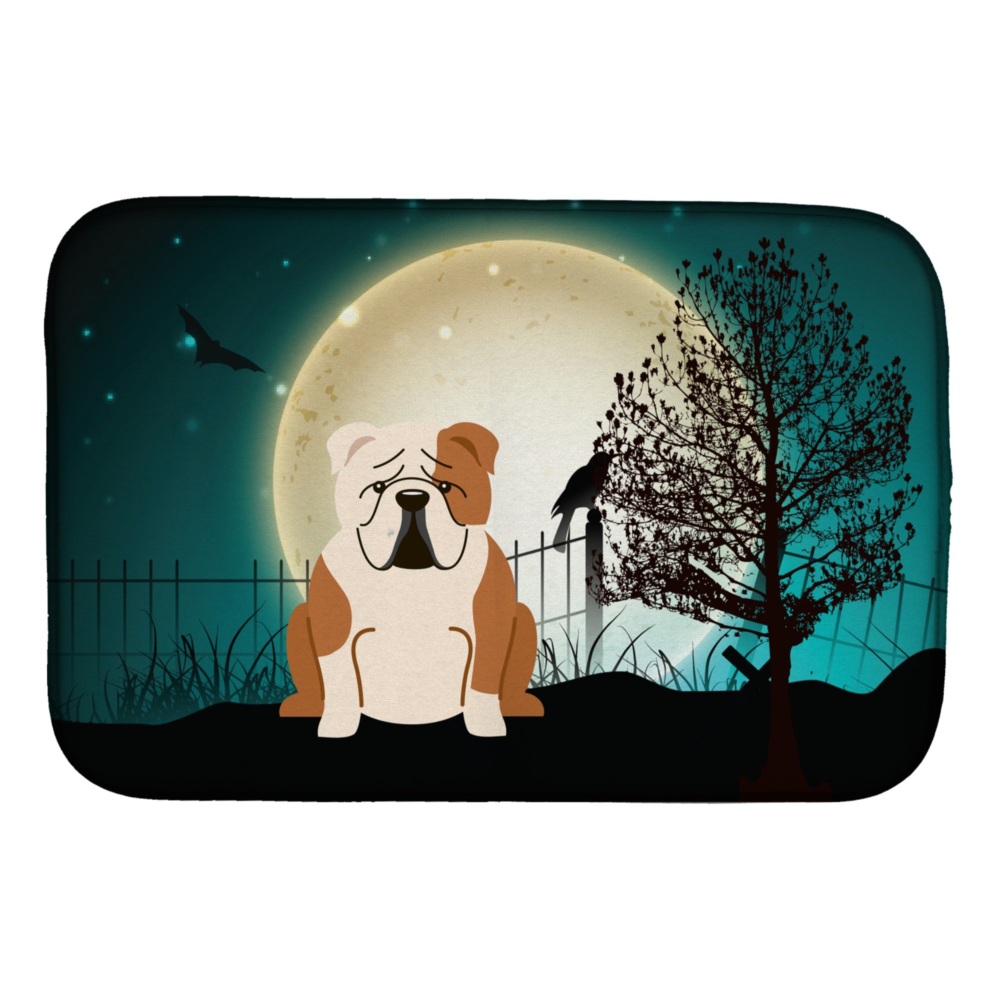 'Caroline'S Treasures Halloween Scary English Bulldog Fawn White Dish Drying Mat, 14'''' X 21''''''