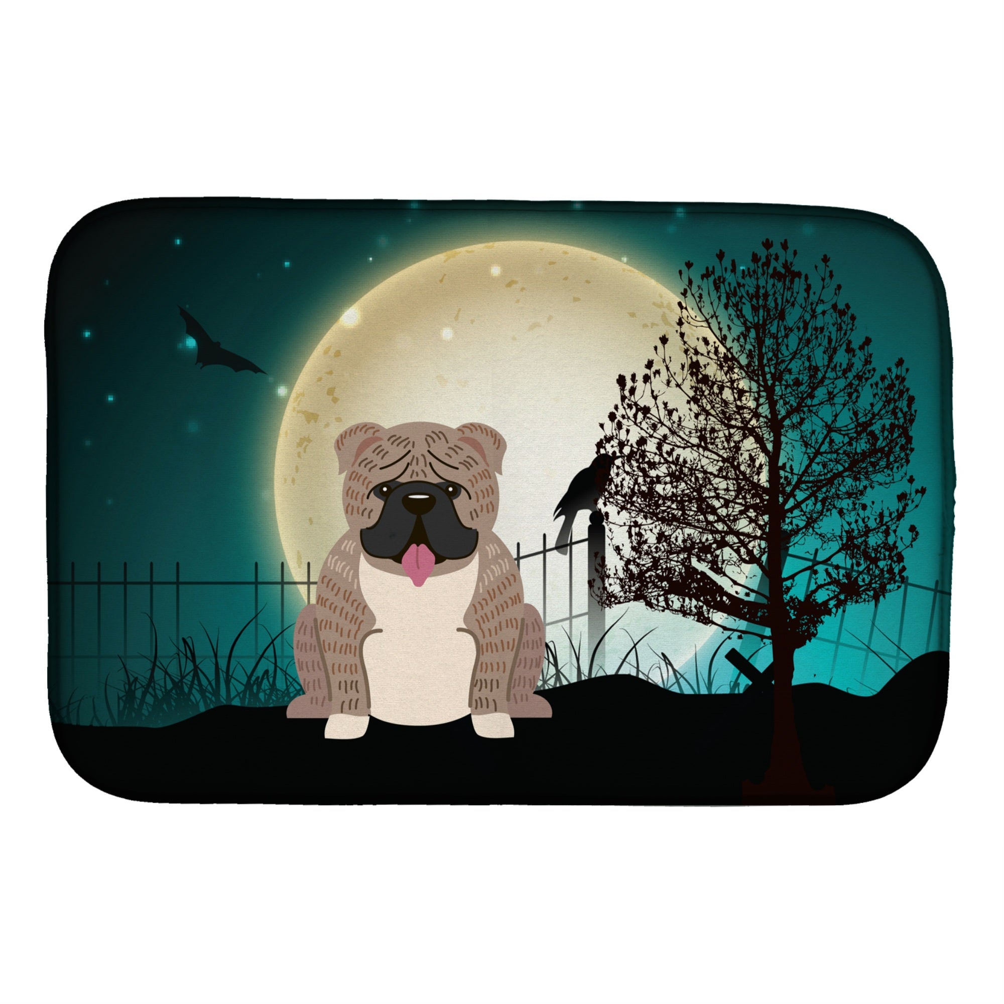'Caroline'S Treasures Halloween Scary English Bulldog Grey Brindle Dish Drying Mat, 14'''' X 21''''''