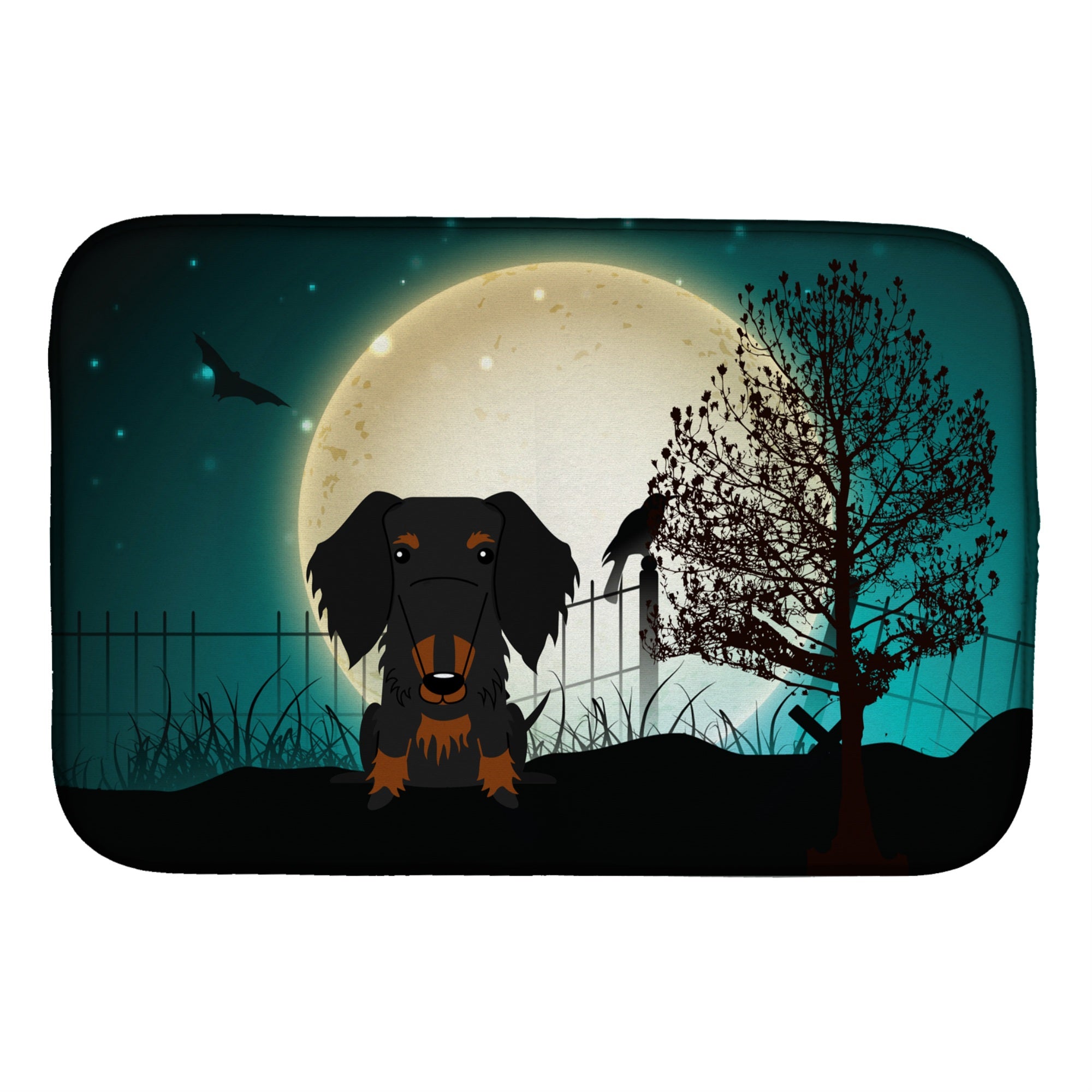 'Caroline'S Treasures Halloween Scary Wire Haired Dachshund Dish Drying Mat, 14'''' X 21''''''