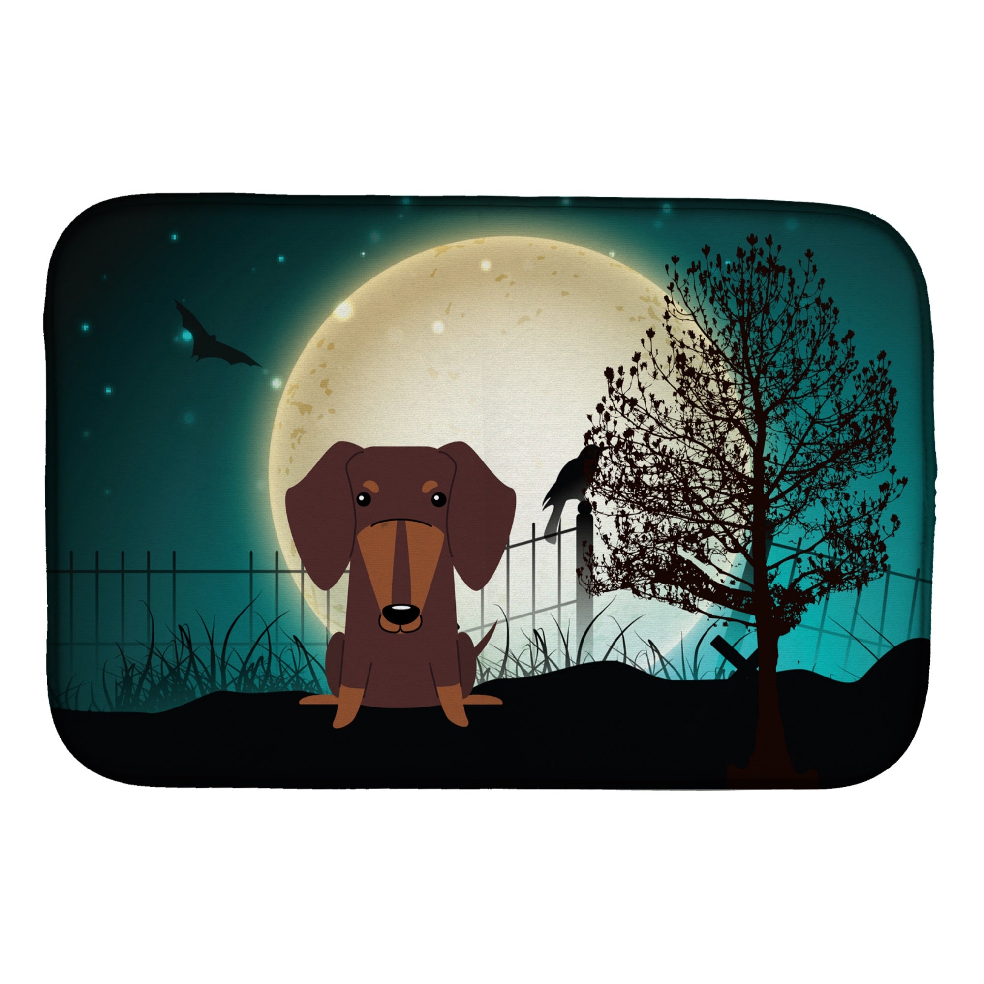 'Caroline'S Treasures Halloween Scary Dachshund Chocolate Dish Drying Mat, 14'''' X 21''''''