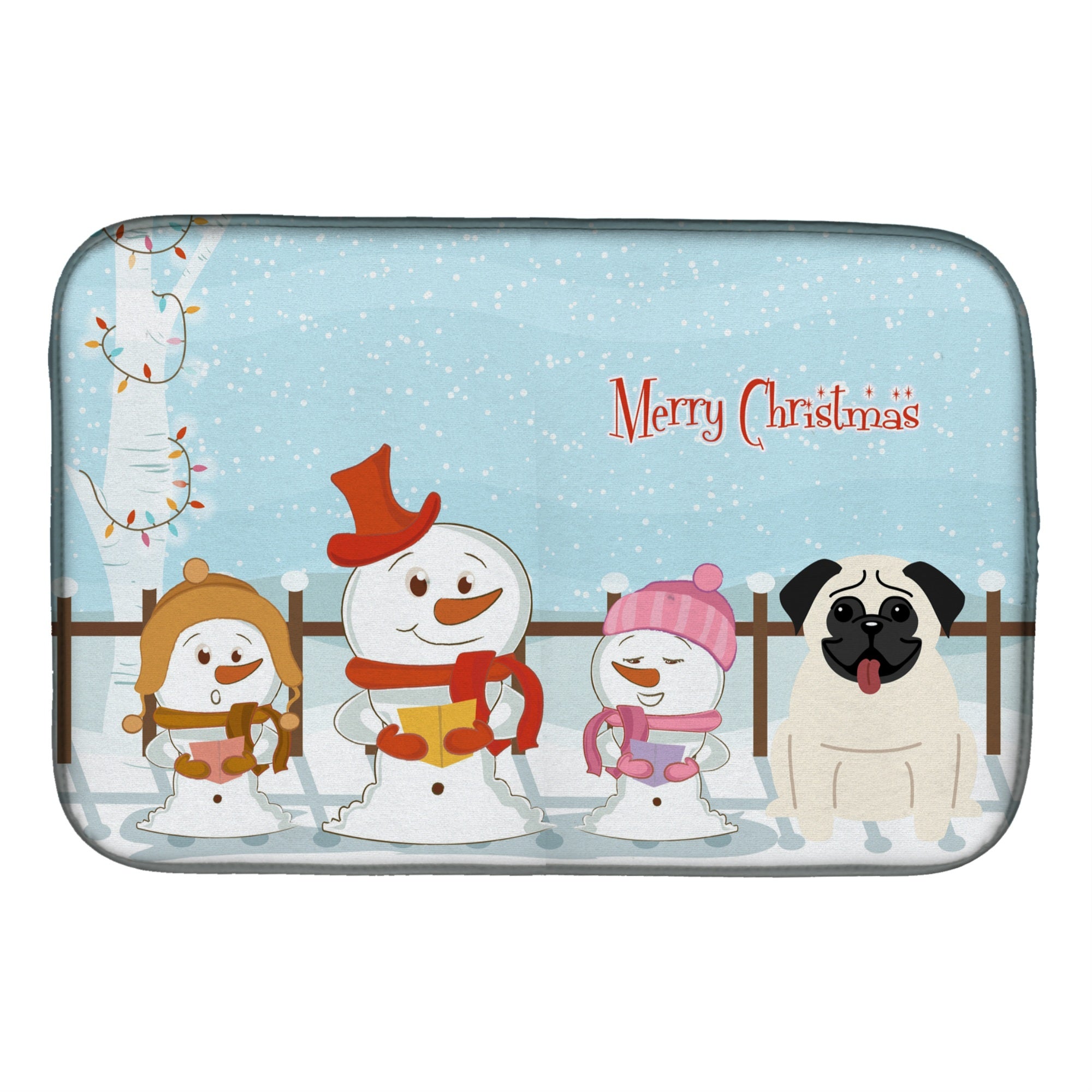 'Caroline'S Treasures Pug Cream Dish Drying Mat, 14'''' X 21'''', Christmas Carolers''