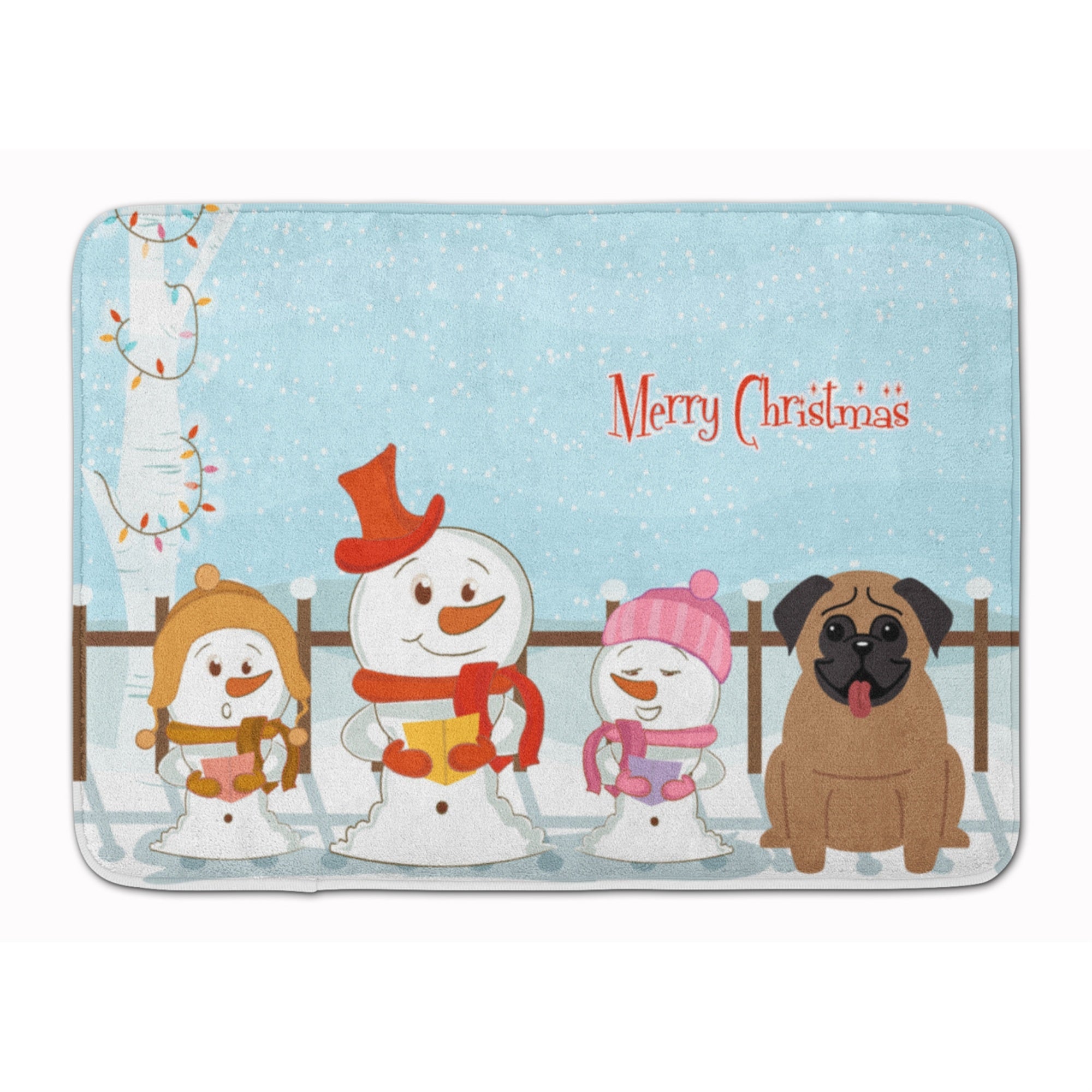 'Caroline'S Treasures Merry Christmas Carolers Pug Brown Floor Mat, 19'''' X 27'''', Multicolor''