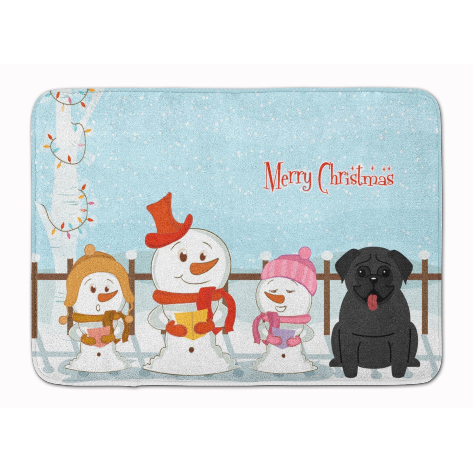 'Caroline'S Treasures Merry Christmas Carolers Pug Black Floor Mat, 19'''' X 27'''', Multicolor''