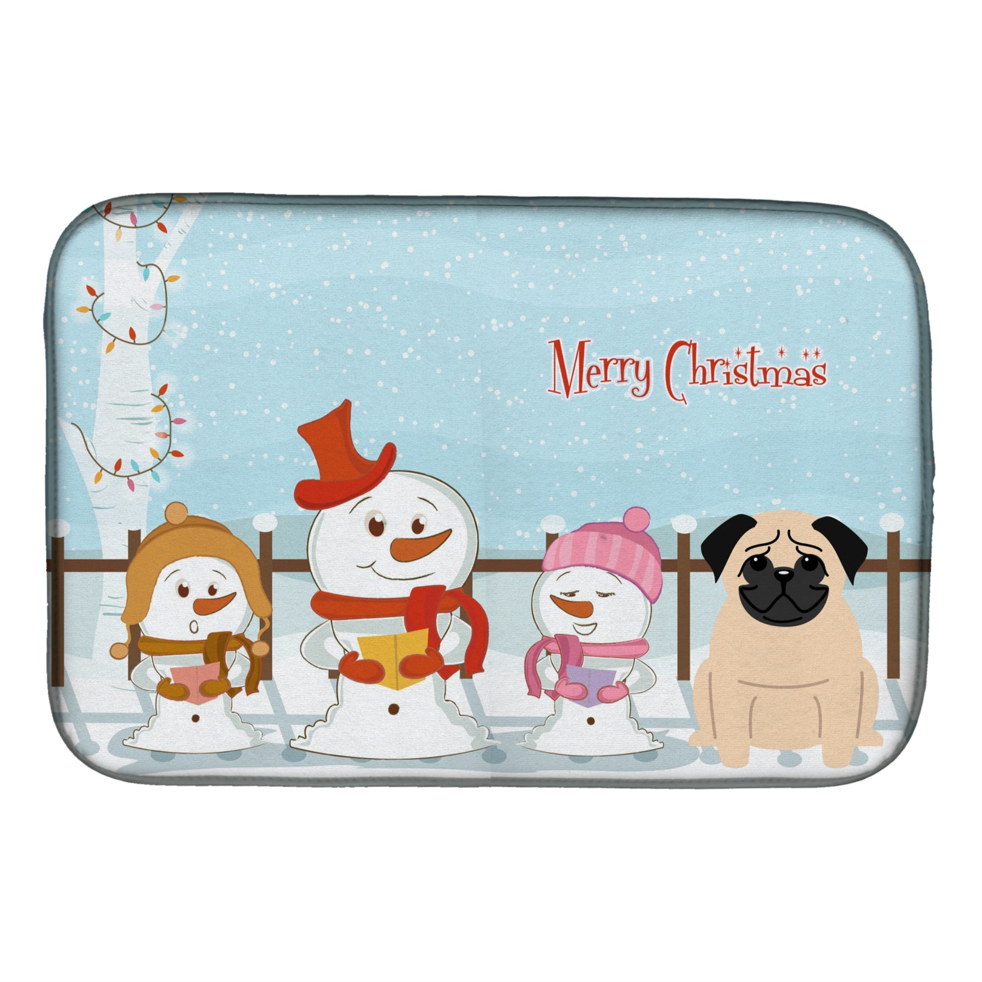 'Caroline'S Treasures Merry Christmas Carolers Pug Fawn Dish Drying Mat, 14'''' X 21''''''