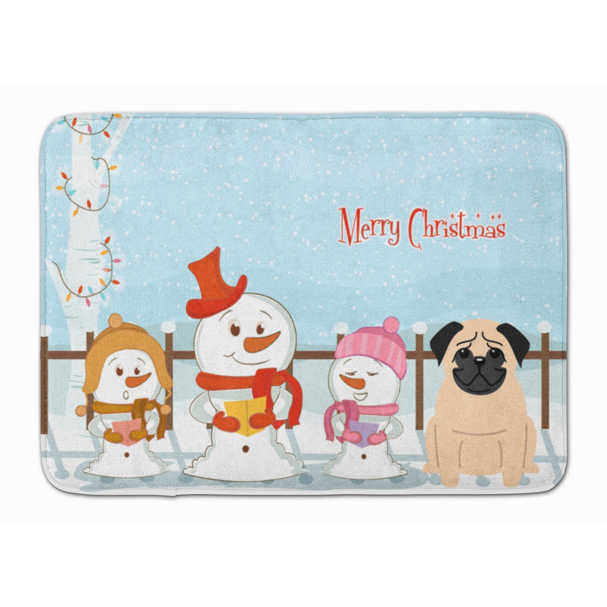 'Caroline'S Treasures Merry Christmas Carolers Pug Fawn Floor Mat, 19'''' X 27'''', Multicolor''