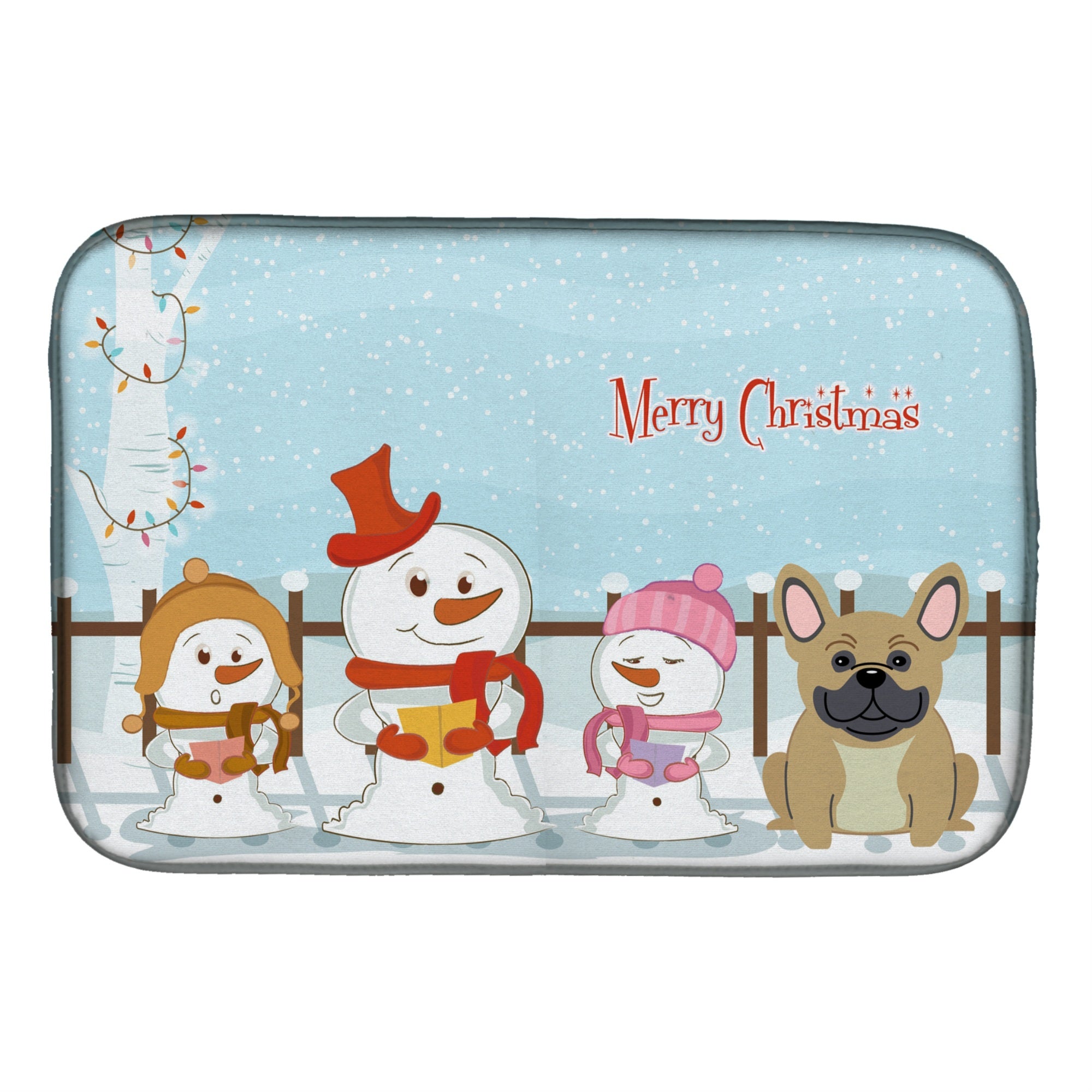 'Caroline'S Treasures Merry Christmas Carolers French Bulldog Cream Dish Drying Mat, 14'''' X 21''''''