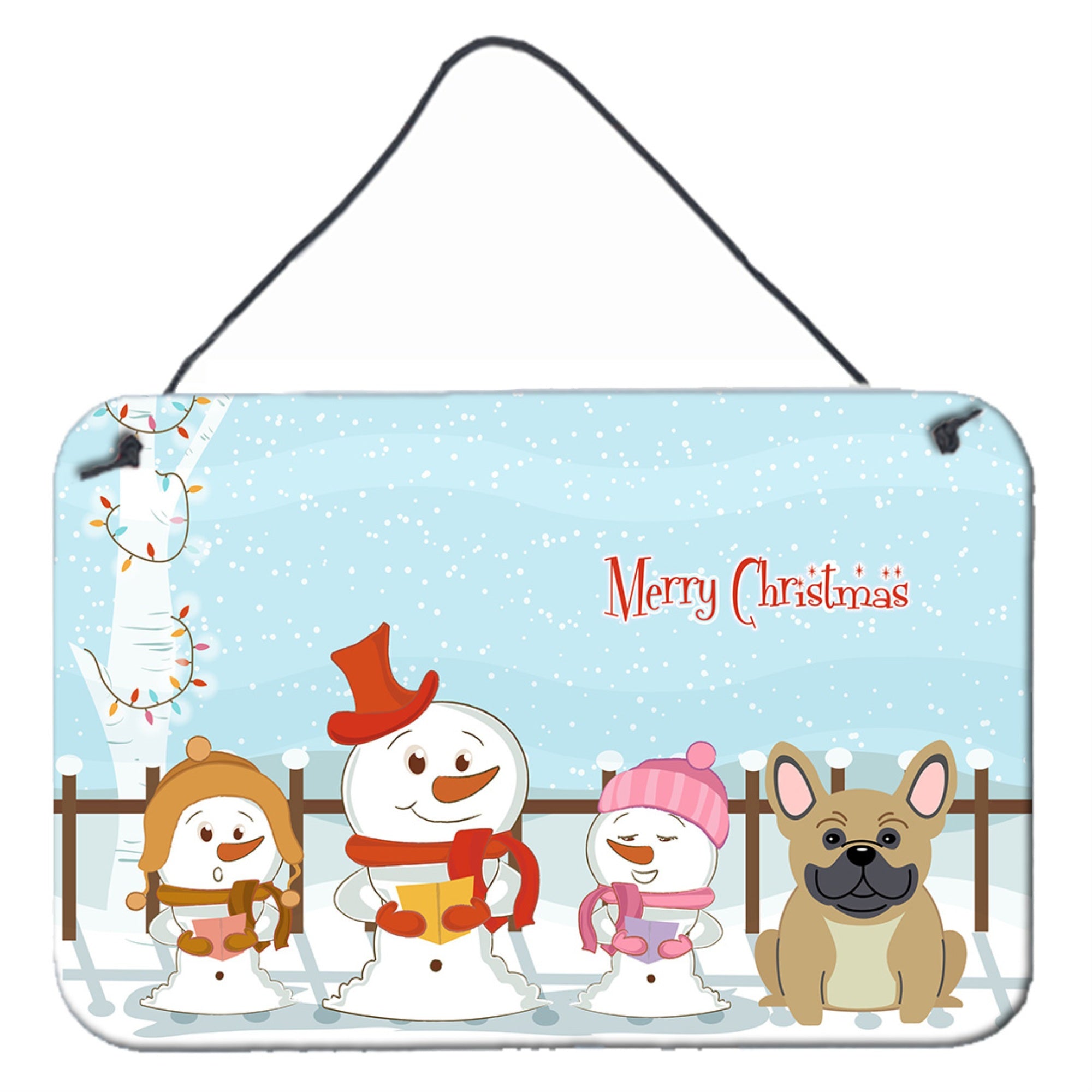 'Caroline'S Treasures Merry Christmas Carolers French Bulldog Cream Wall Or Door Hanging Prints Bb2341Ds812, 8'''' X 12'''', Mu