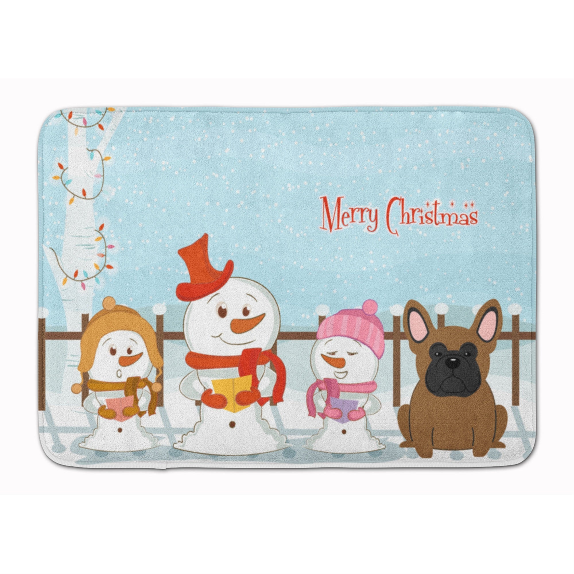Carolines Treasures Merry Christmas French Bulldog Brown Floor Mat, 19 x 27, Multicolor