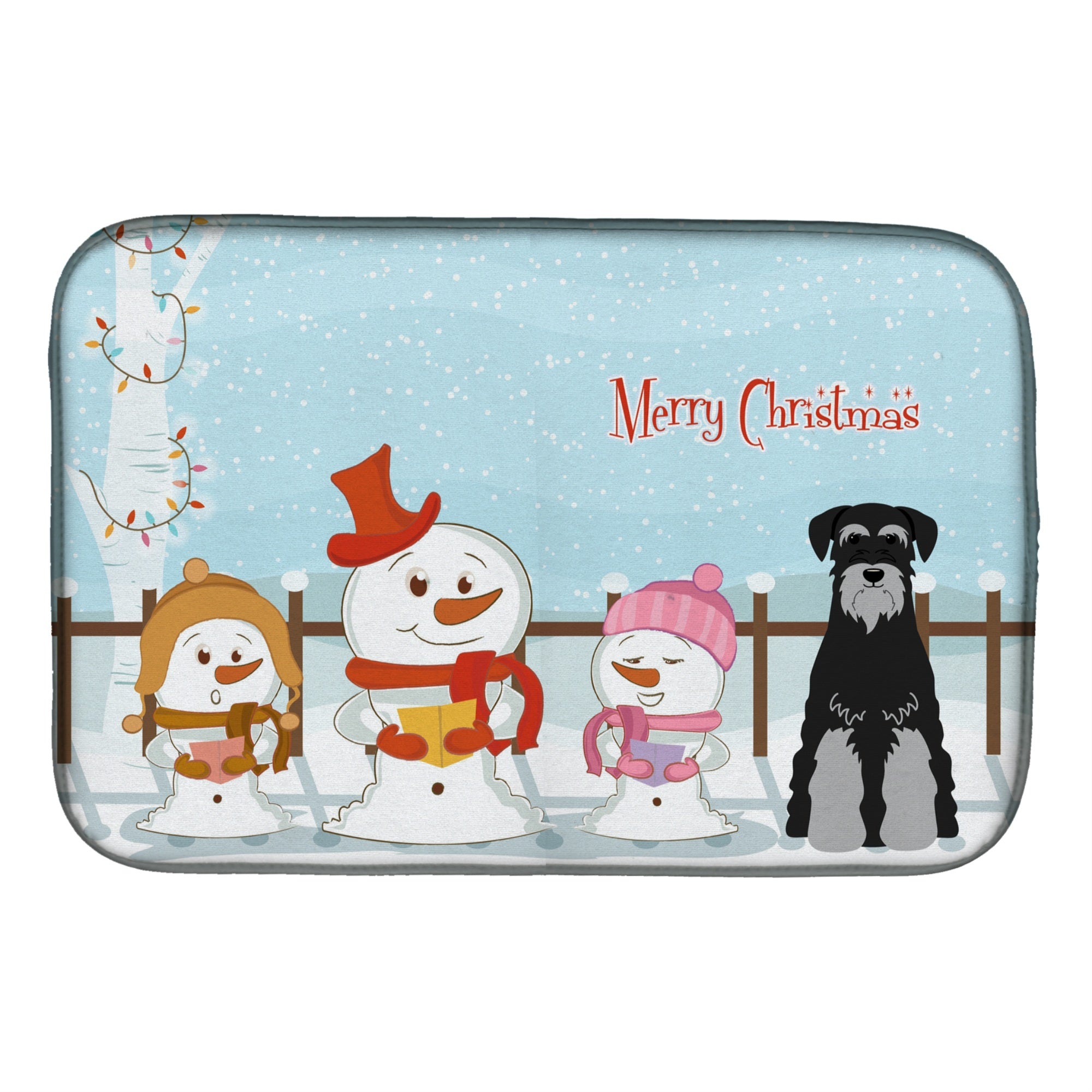 'Caroline'S Treasures Merry Christmas Carolers Standard Schnauzer Black Grey Dish Drying Mat, 14'''' X 21''''''