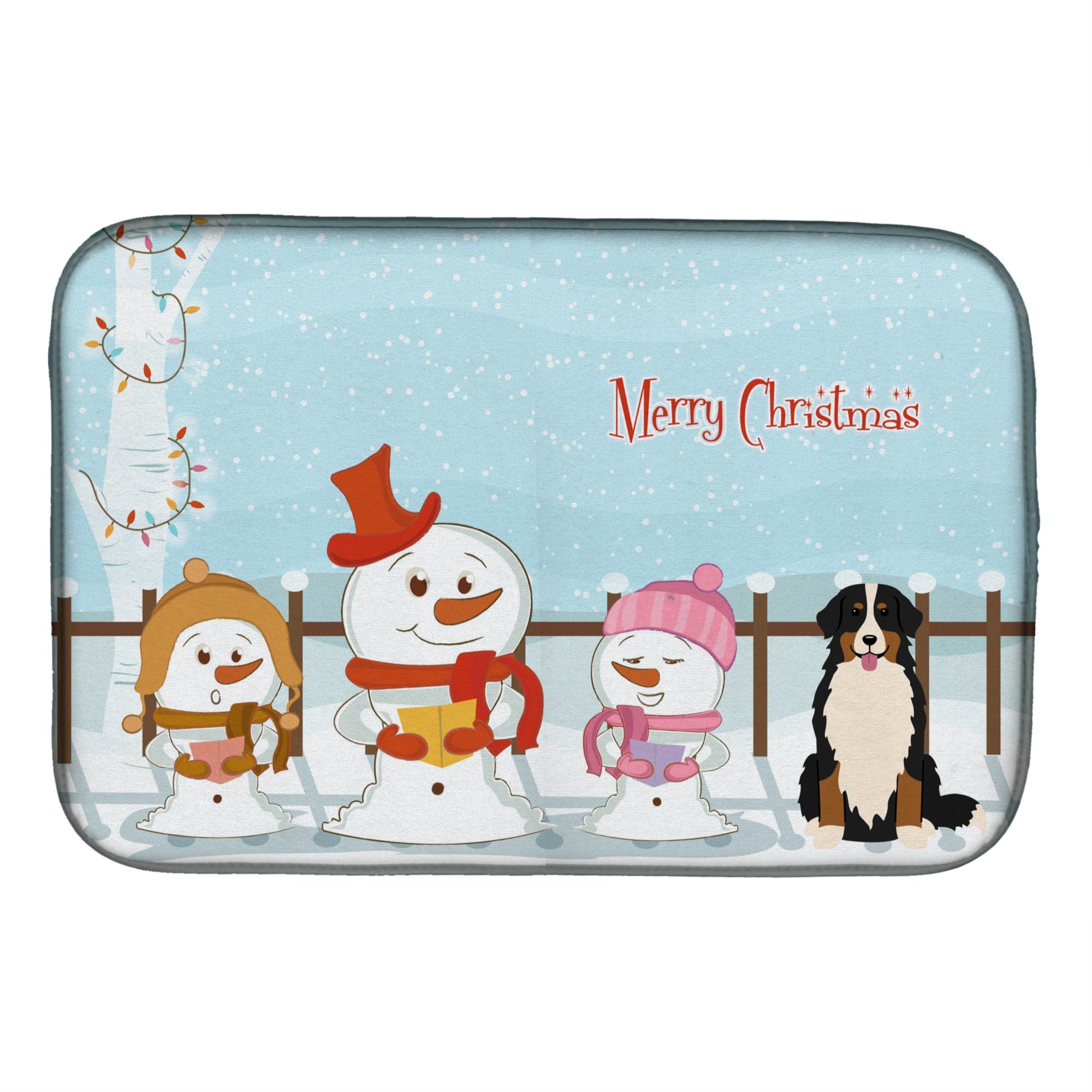 'Caroline'S Treasures Merry Christmas Carolers Bernese Mountain Dog Dish Drying Mat, 14 X 21''