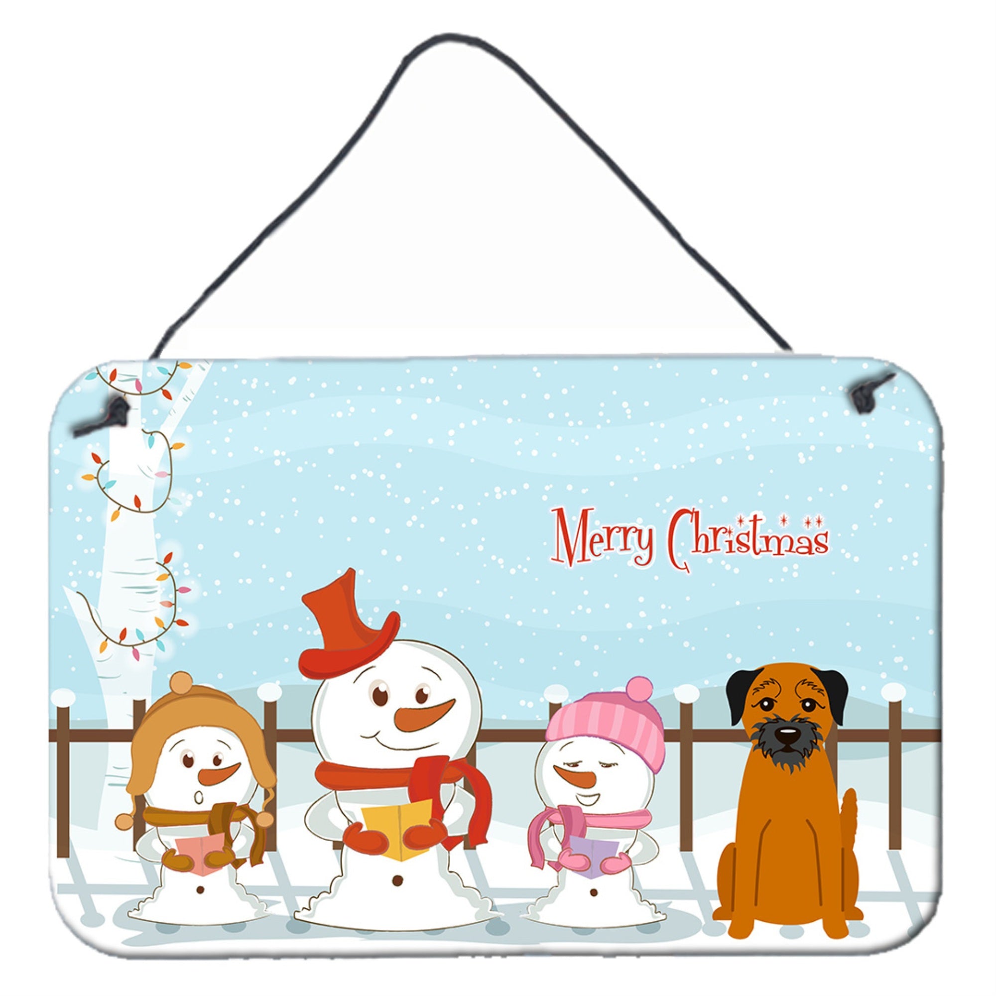 'Caroline'S Treasures Merry Christmas Carolers Border Terrier Wall Or Door Hanging Prints Bb2370Ds812, 8'''' X 12'''', Multicol