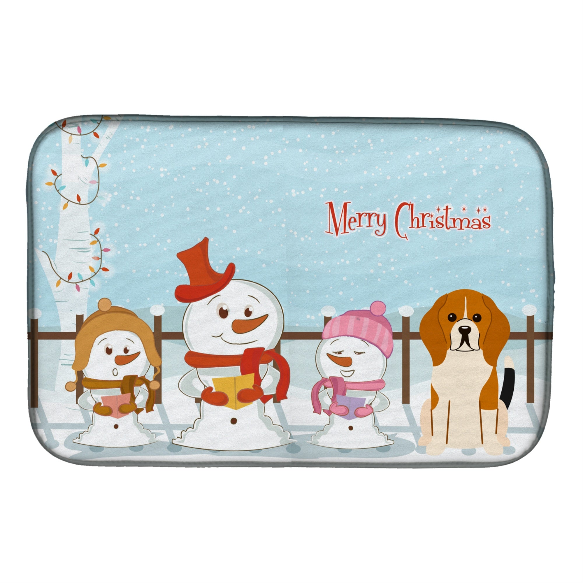 'Caroline'S Treasures Merry Christmas Carolers Beagle Dish Drying Mat, 14'''' X 21''''''
