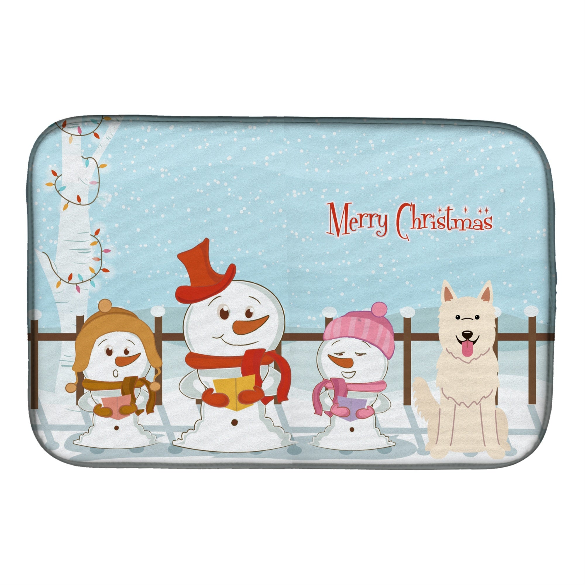 'Caroline'S Treasures Merry Christmas Carolers White German Shepherd Dish Drying Mat, 14'''' X 21''''''
