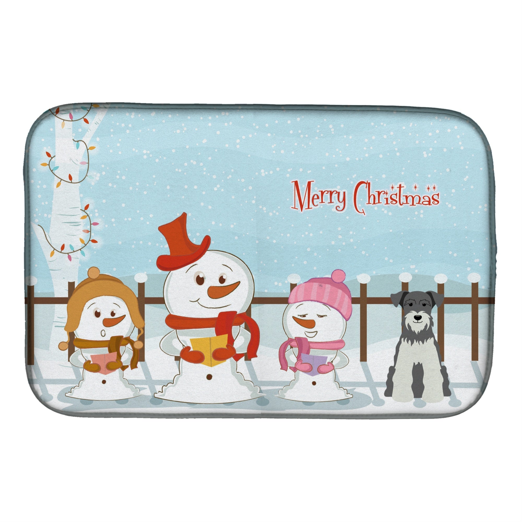 'Caroline'S Treasures Merry Christmas Carolers Miniature Schnauzer Salt And Pepper Dish Drying Mat, 14 X 21''
