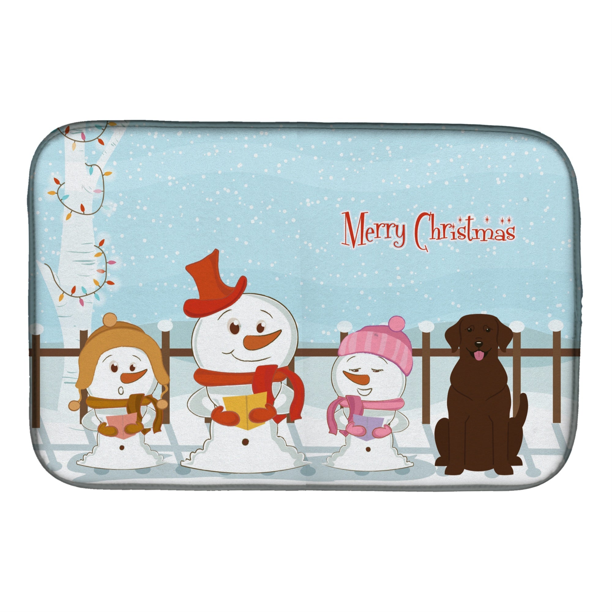 'Caroline'S Treasures Merry Christmas Carolers Chocolate Labrador Dish Drying Mat, 14 X 21''