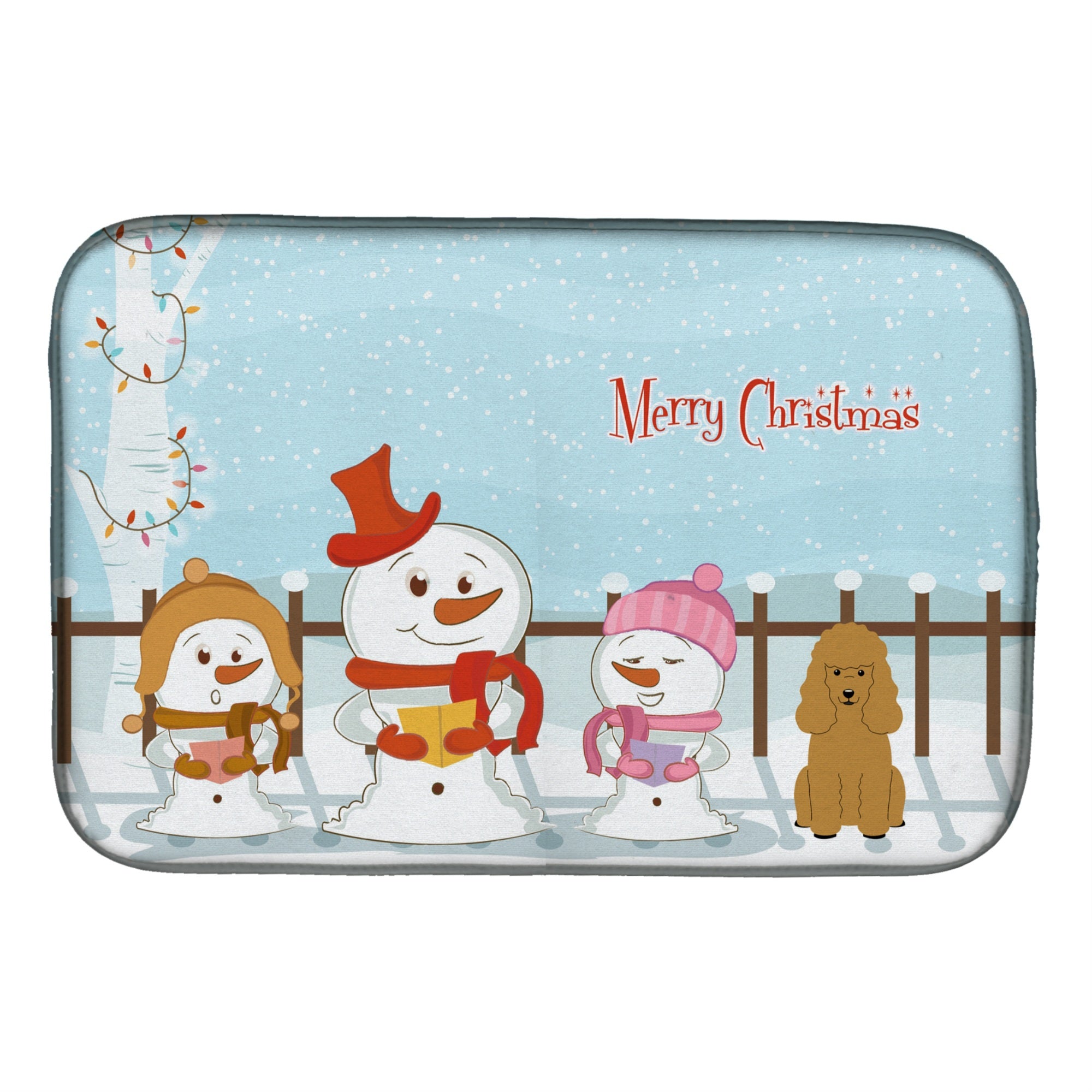 'Caroline'S Treasures Merry Christmas Carolers Poodle Tan Dish Drying Mat, 14 X 21''