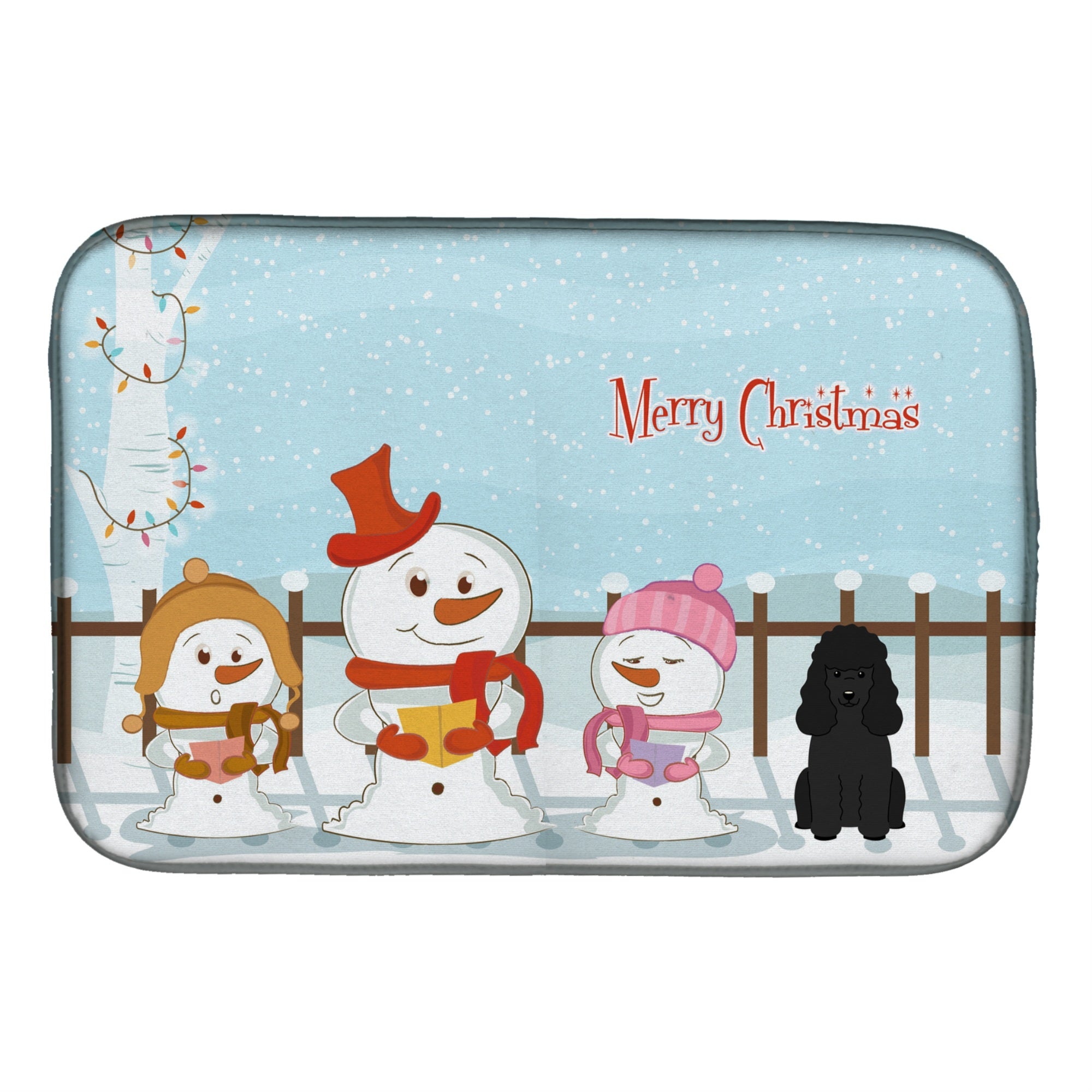 'Caroline'S Treasures Merry Christmas Carolers Poodle Black Dish Drying Mat, 14'''' X 21''''''