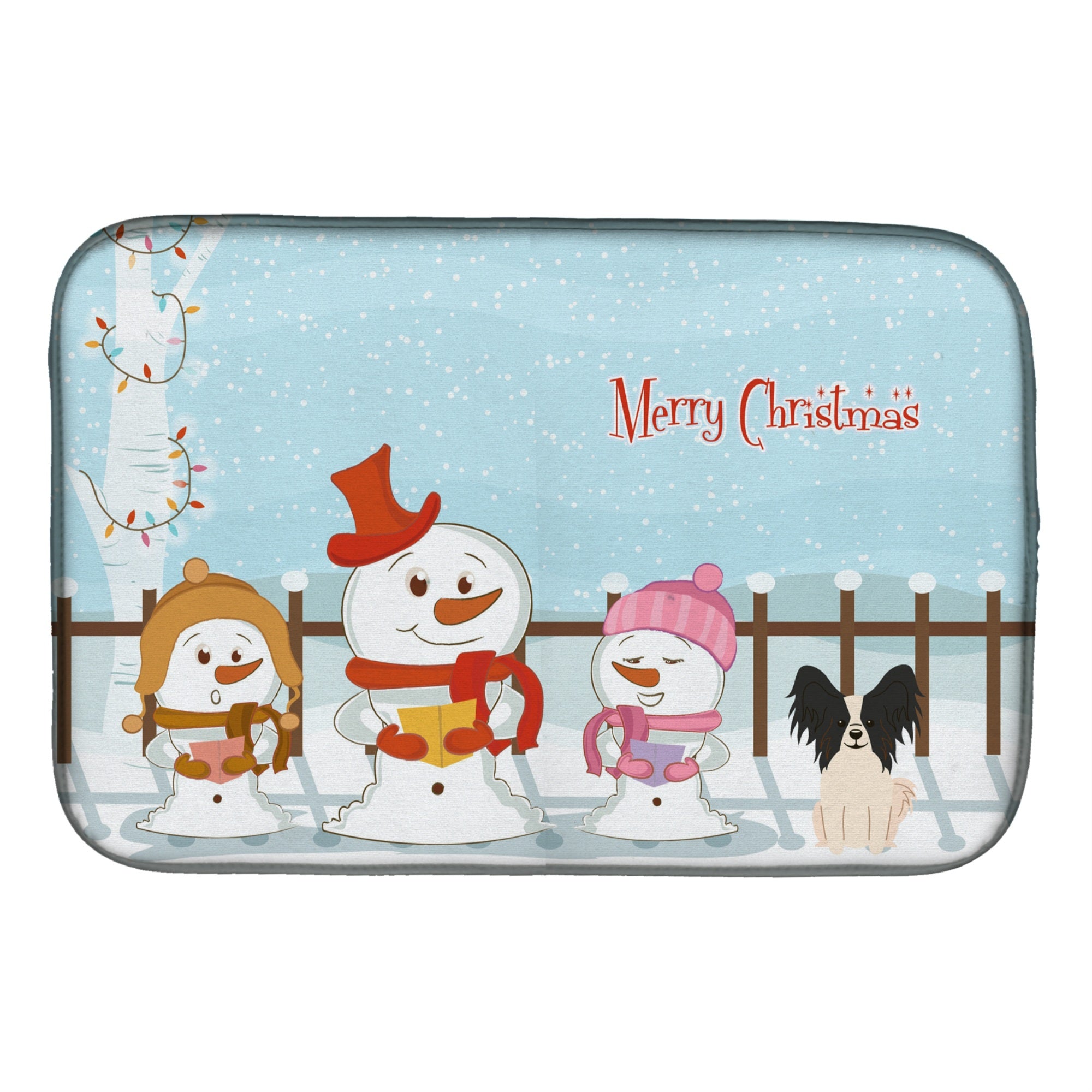 'Caroline'S Treasures Merry Christmas Carolers Papillon Black White Dish Drying Mat, 14'''' X 21''''''