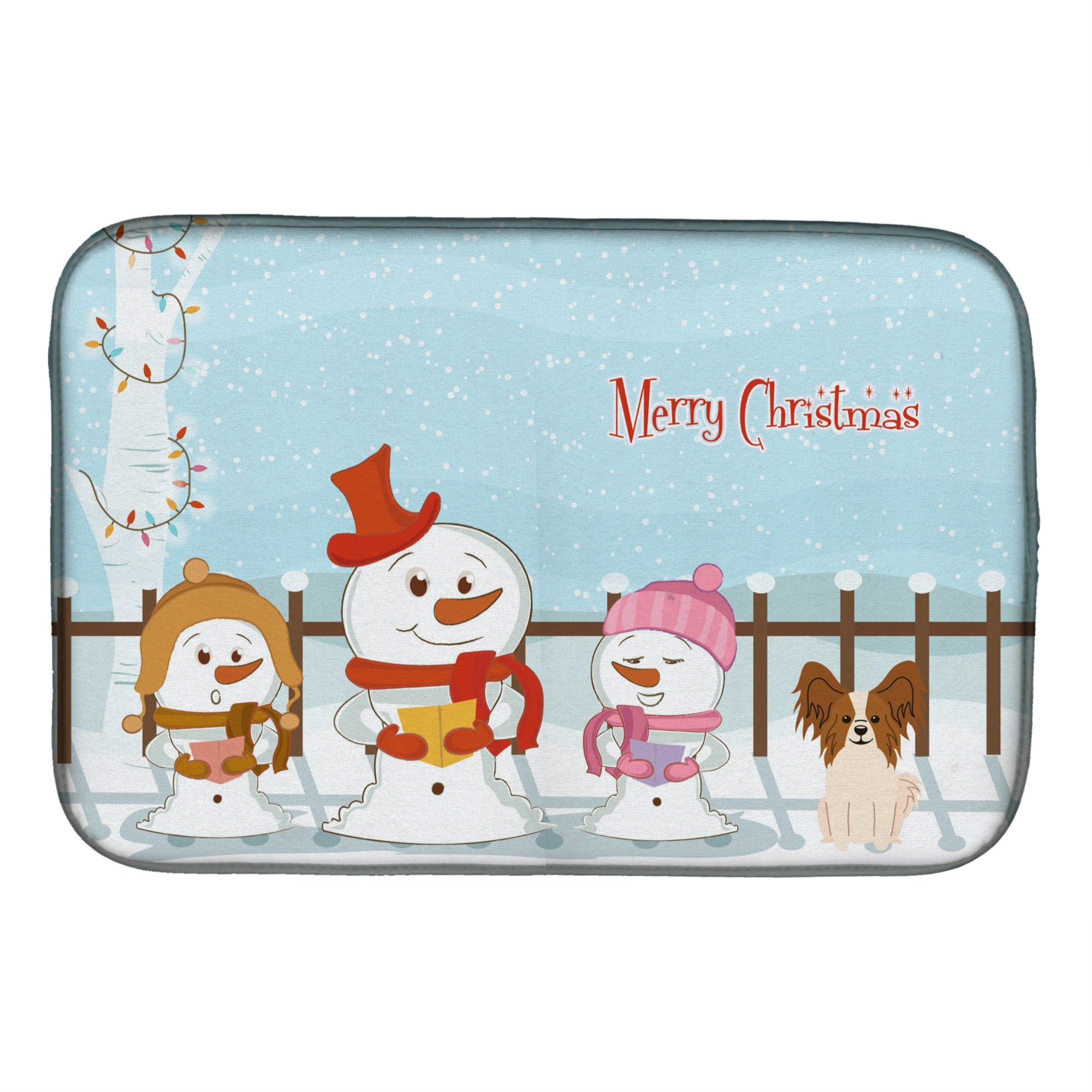 'Caroline'S Treasures Merry Christmas Carolers Papillon Red White Dish Drying Mat, 14'''' X 21''''''