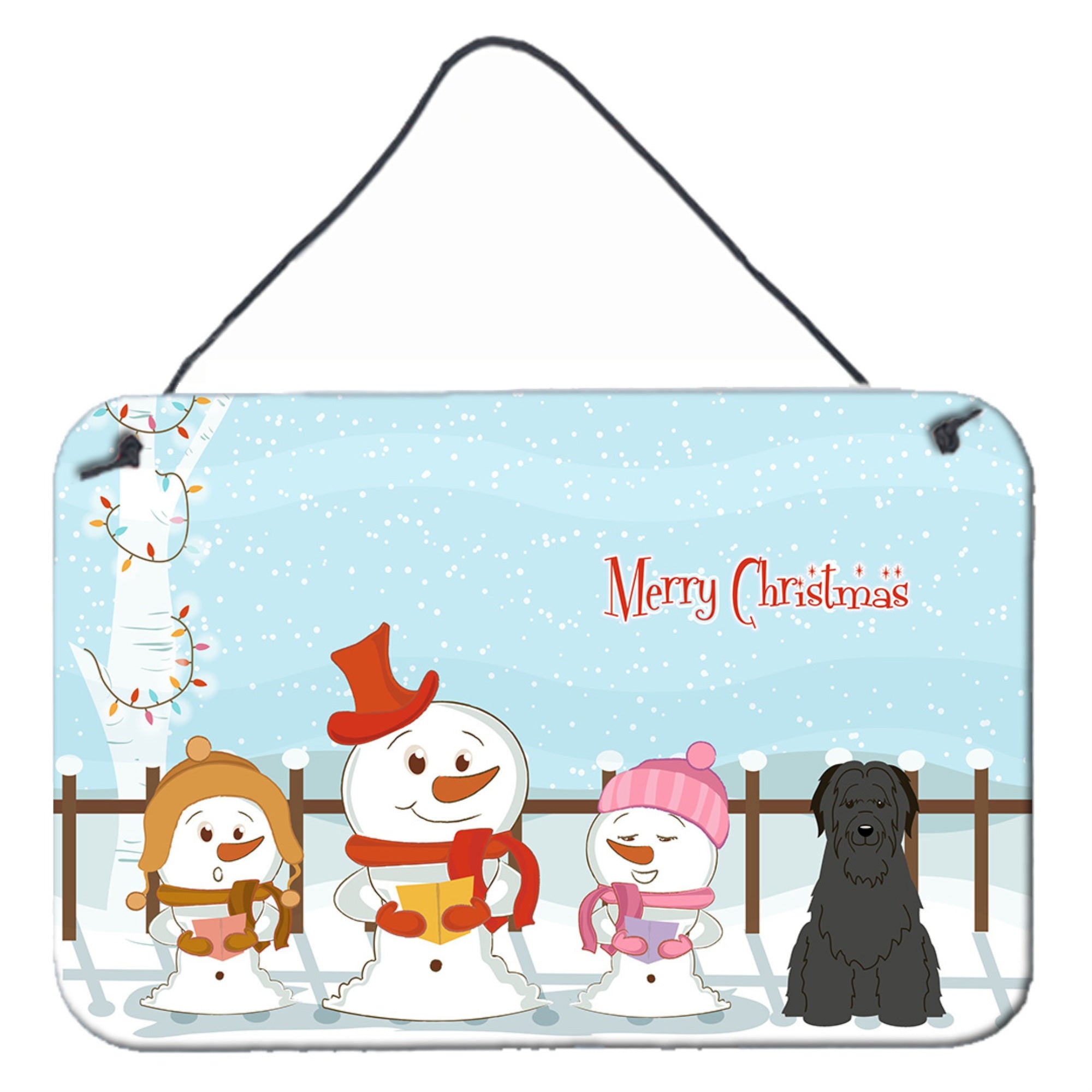 'Caroline'S Treasures Merry Christmas Carolers Briard Black Wall Or Door Hanging Prints Bb2412Ds812, 8'''' X 12'''', Multicolor