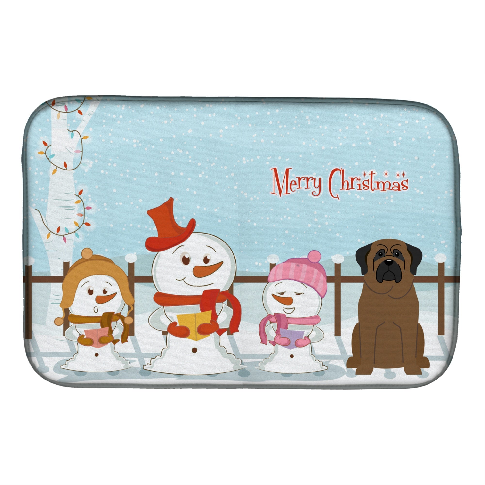 Carolines Treasures Merry Christmas Carolers Bullmastiff Dish Drying Mat 14 x 21