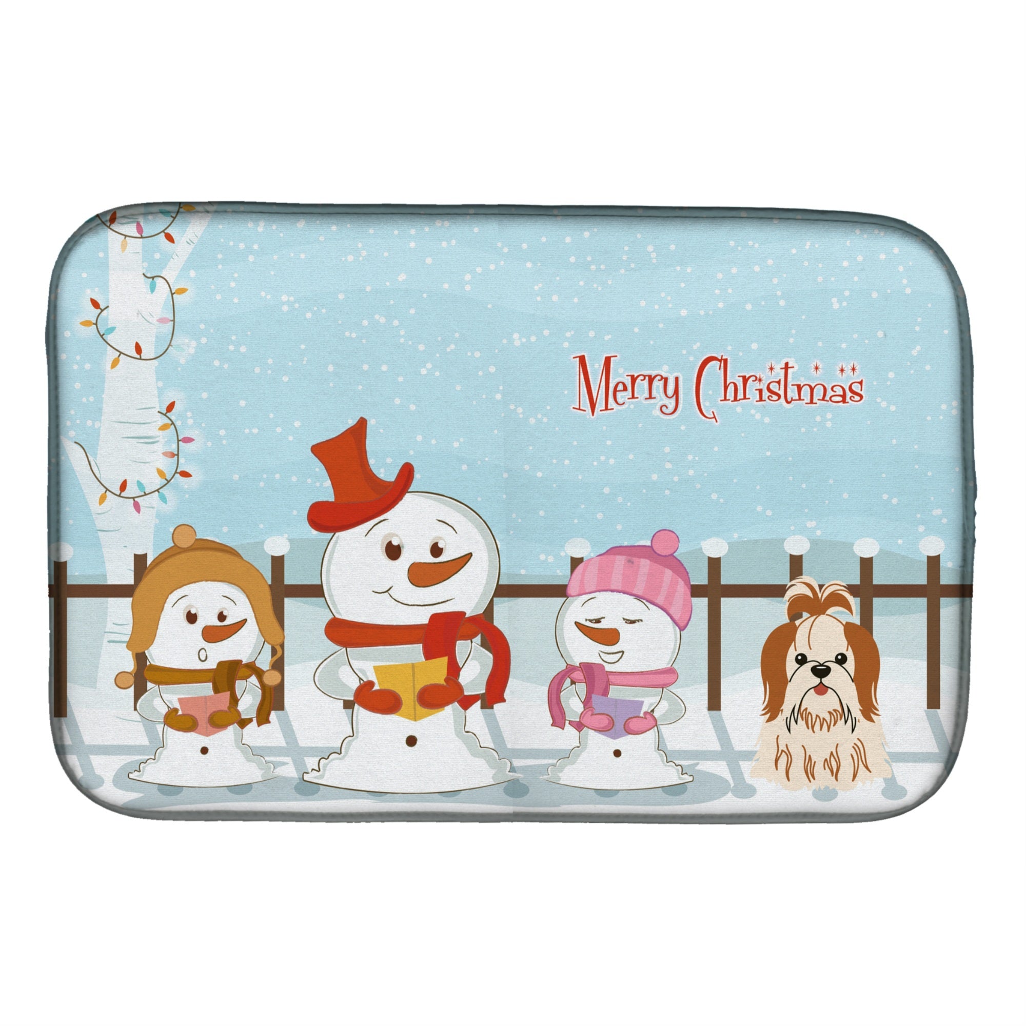 'Caroline'S Treasures Merry Christmas Carolers Shih Tzu Red White Dish Drying Mat, 14'''' X 21''''''