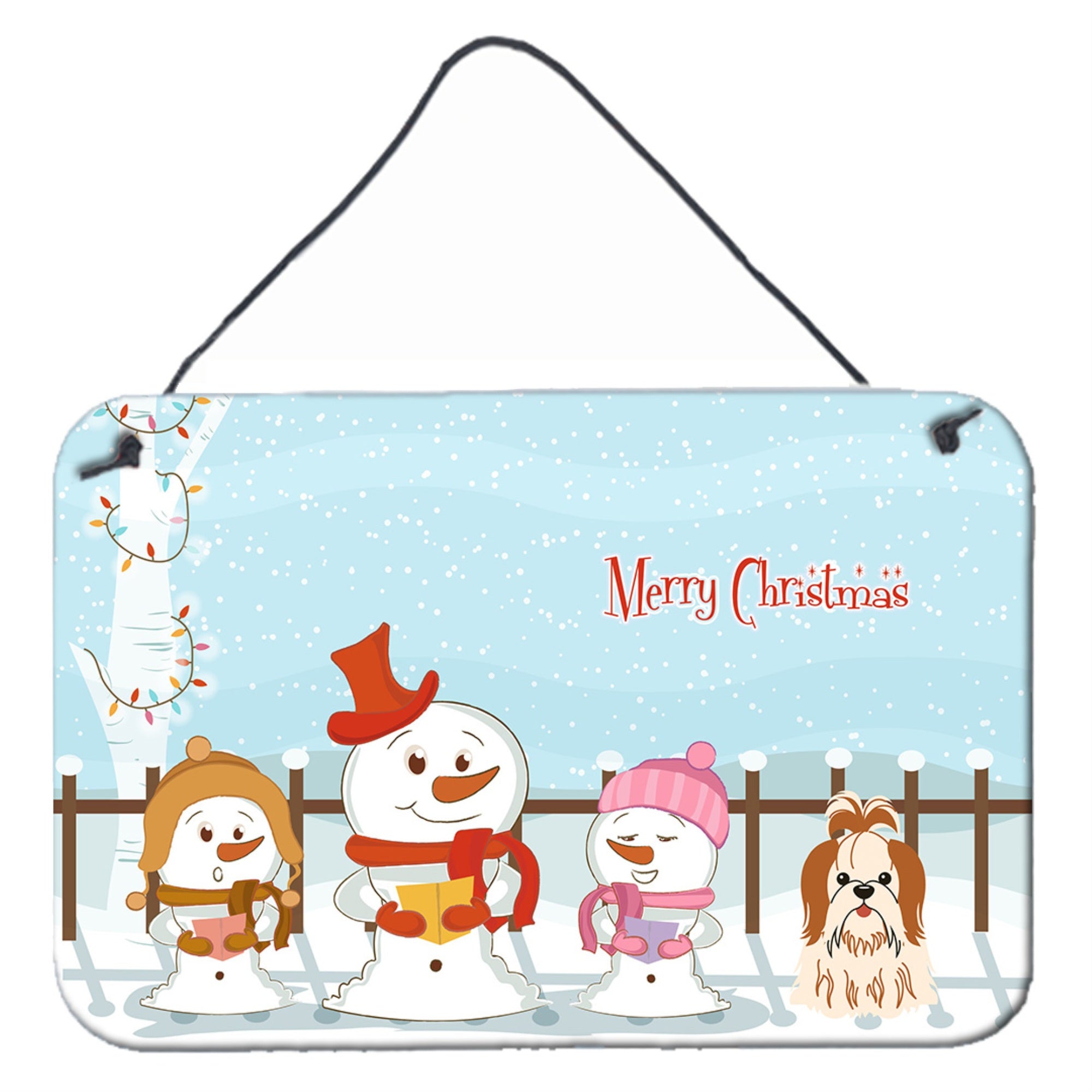 'Caroline'S Treasures Merry Christmas Carolers Shih Tzu Red White Wall Or Door Hanging Prints Bb2418Ds812, 8'''' X 12'''', Mult