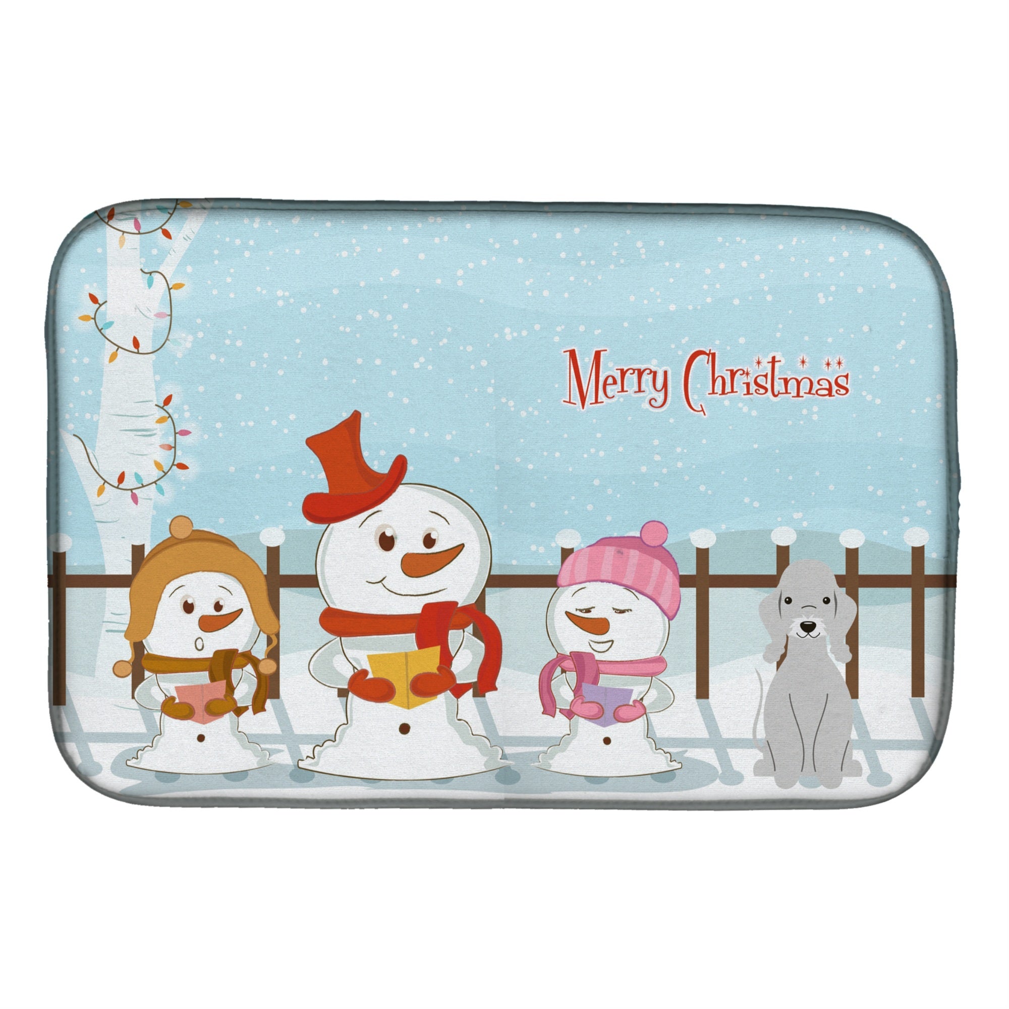 'Caroline'S Treasures Merry Christmas Carolers Bedlington Terrier Blue Dish Drying Mat, 14'''' X 21''''''