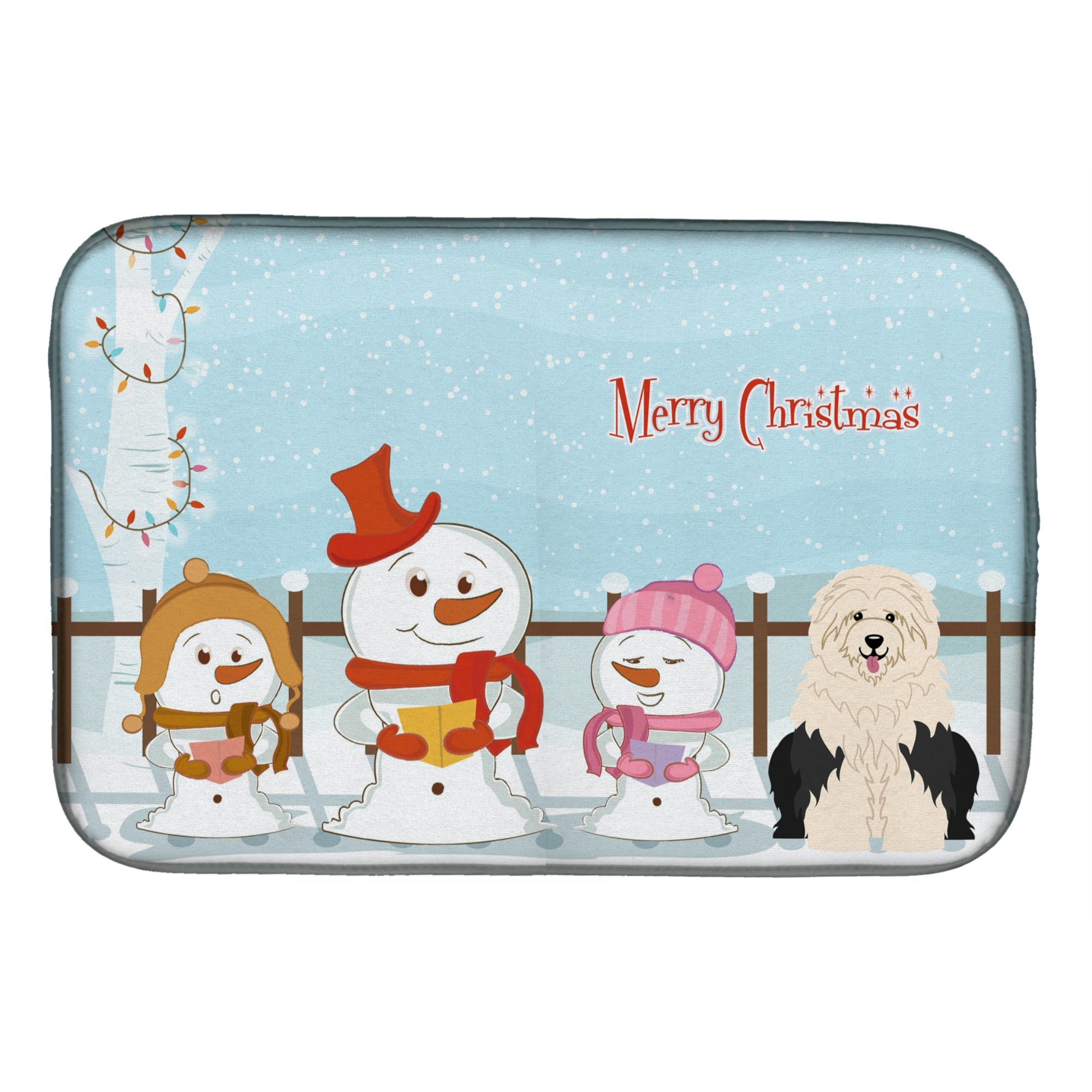 'Caroline'S Treasures Old English Sheepdog Dish Drying Mat, 14'''' X 21'''', Christmas Carolers''