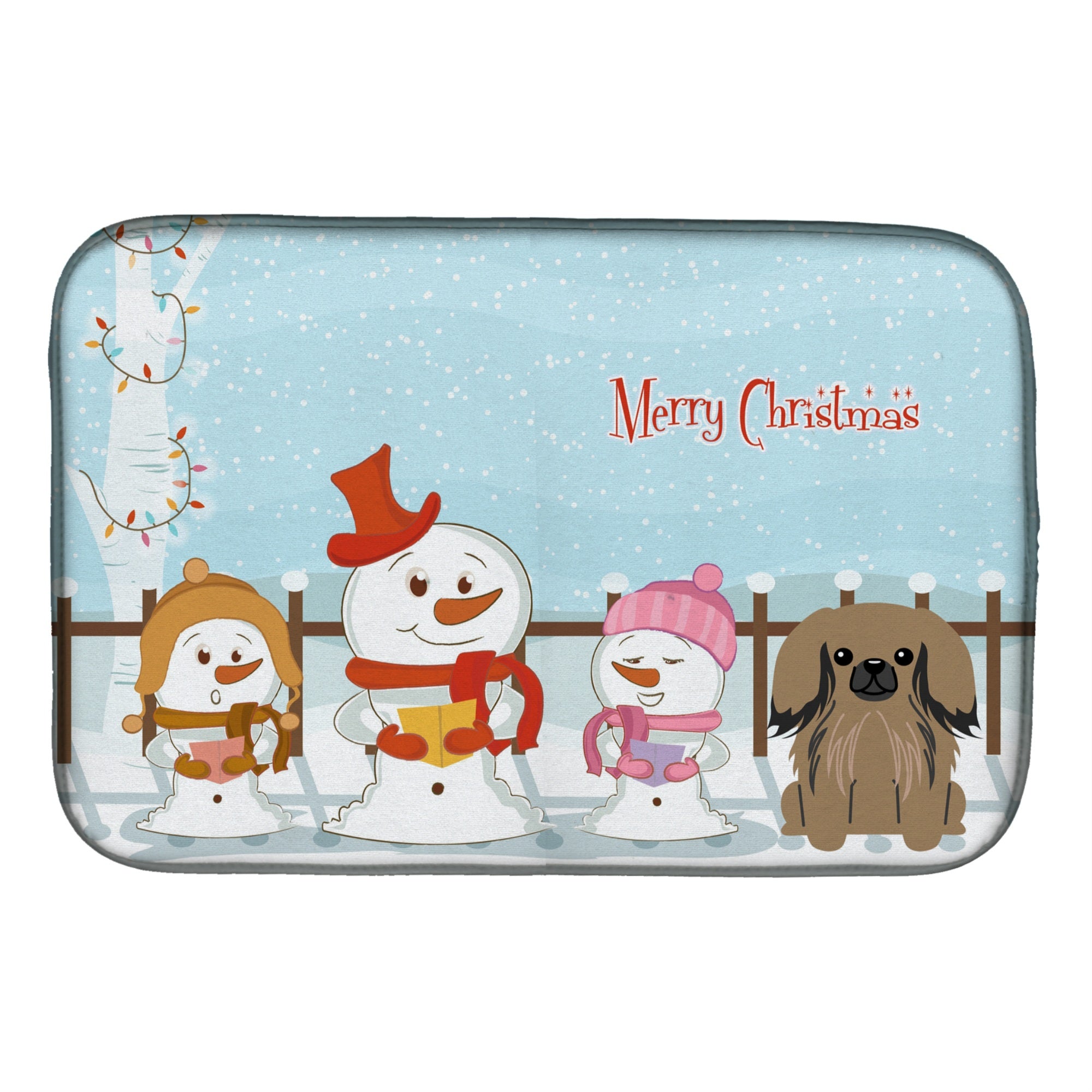 'Caroline'S Treasures Merry Christmas Carolers Pekingnese Tan Dish Drying Mat, 14 X 21''