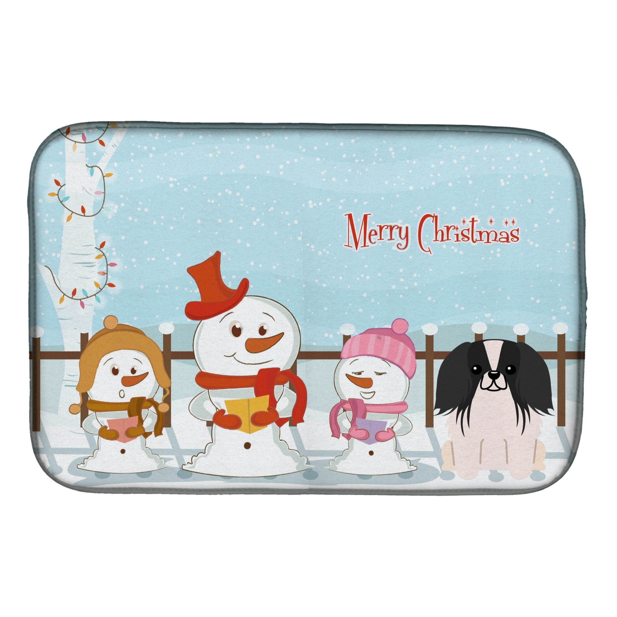 'Caroline'S Treasures Merry Christmas Carolers Pekingese Black White Dish Drying Mat, 14 X 21''