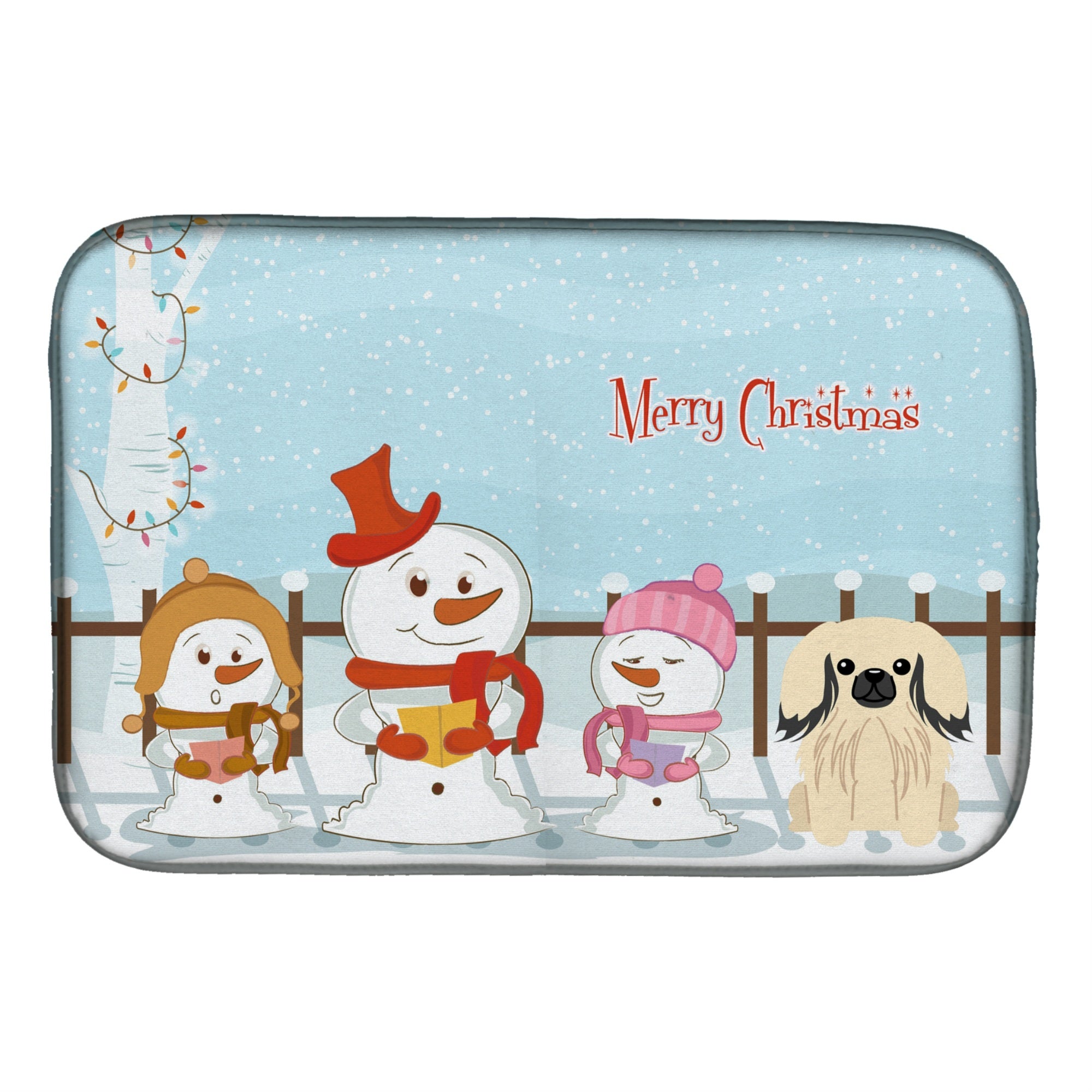'Caroline'S Treasures Merry Christmas Carolers Pekingese Cream Dish Drying Mat, 14 X 21''
