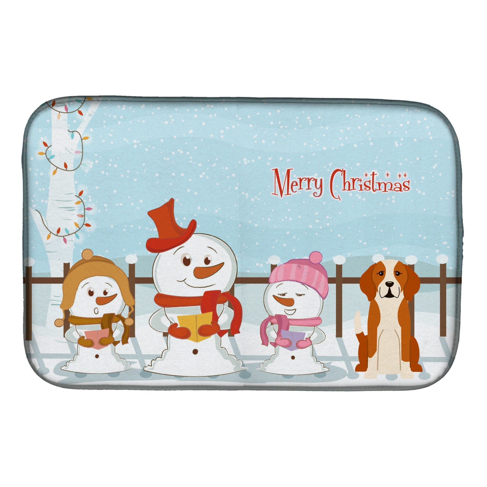 'Caroline'S Treasures Merry Christmas Carolers English Foxhound Dish Drying Mat, 14'''' X 21''''''