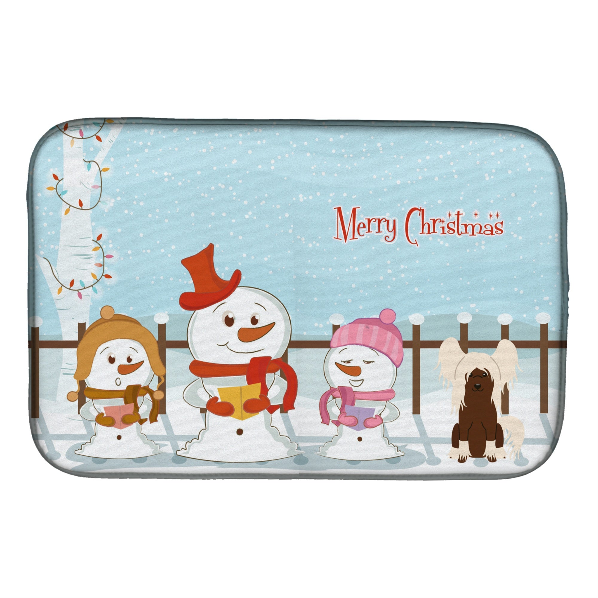 'Caroline'S Treasures Merry Christmas Carolers Chinese Crested Cream Dish Drying Mat, 14'''' X 21''''''