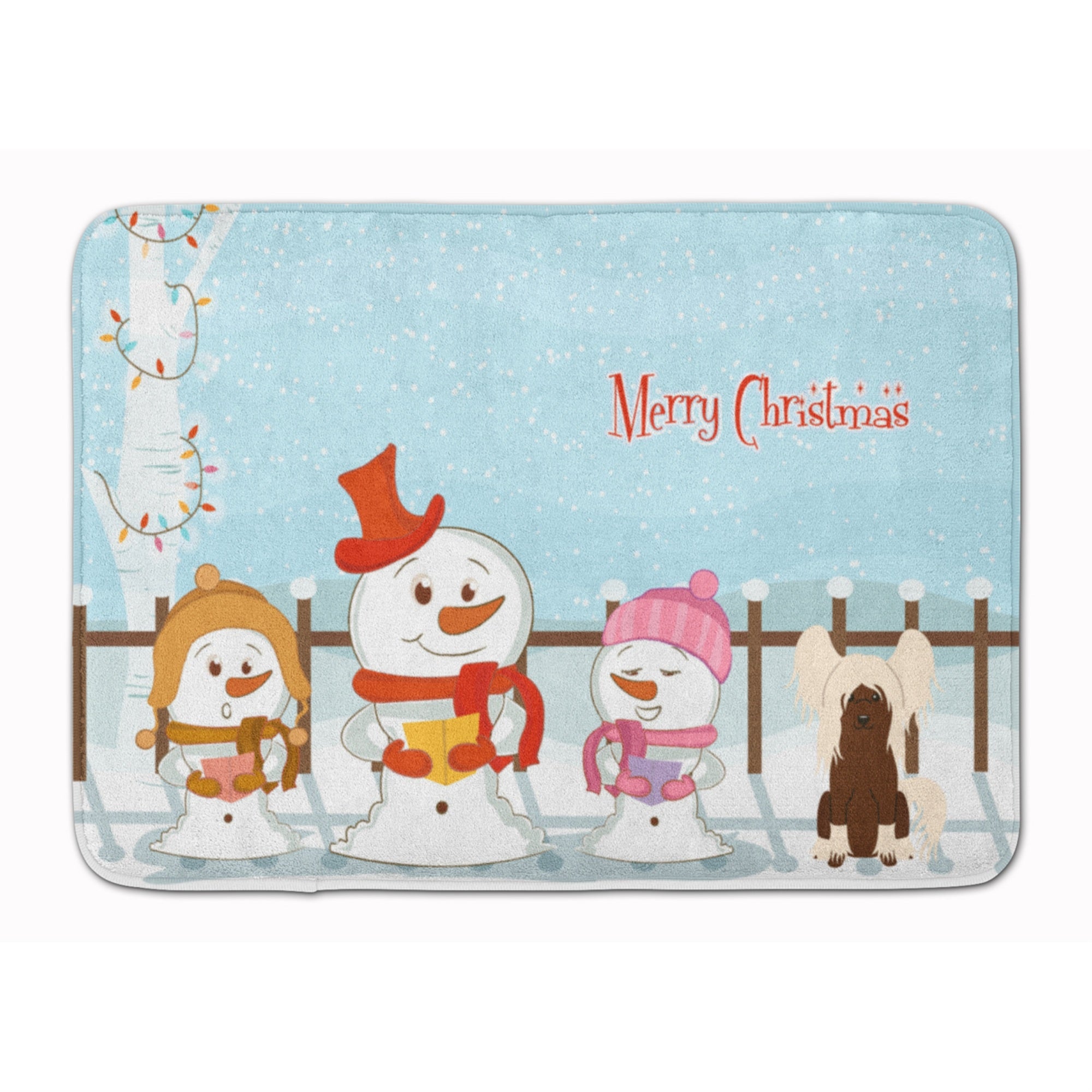 'Caroline'S Treasures Merry Christmas Chinese Crested Cream Floor Mat, 19'''' X 27'''', Multicolor''
