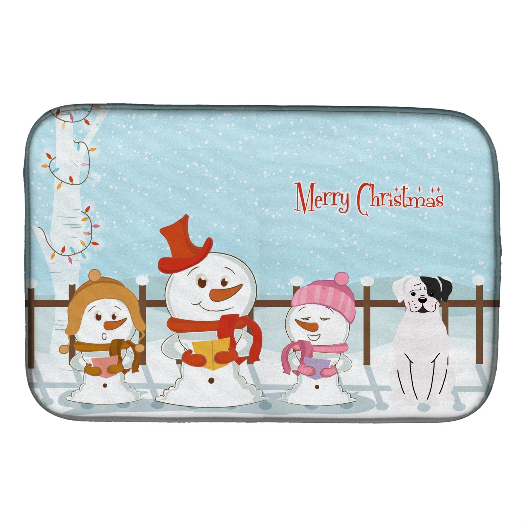 'Caroline'S Treasures Merry Christmas Carolers White Boxer Cooper Dish Drying Mat, 14'''' X 21''''''