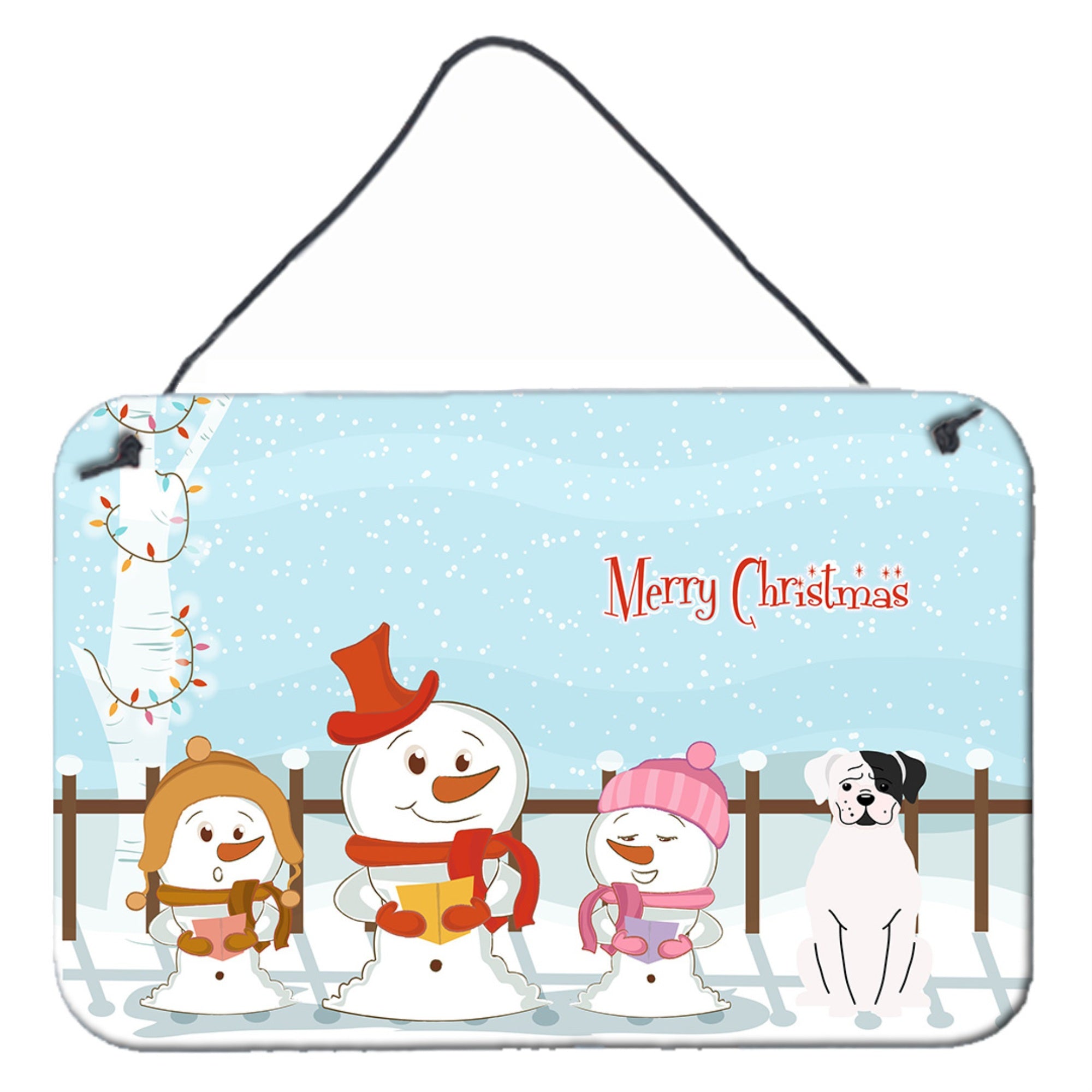 'Caroline'S Treasures Merry Christmas Carolers White Boxer Cooper Wall Or Door Hanging Prints Bb2445Ds812, 8'''' X 12'''', Mult