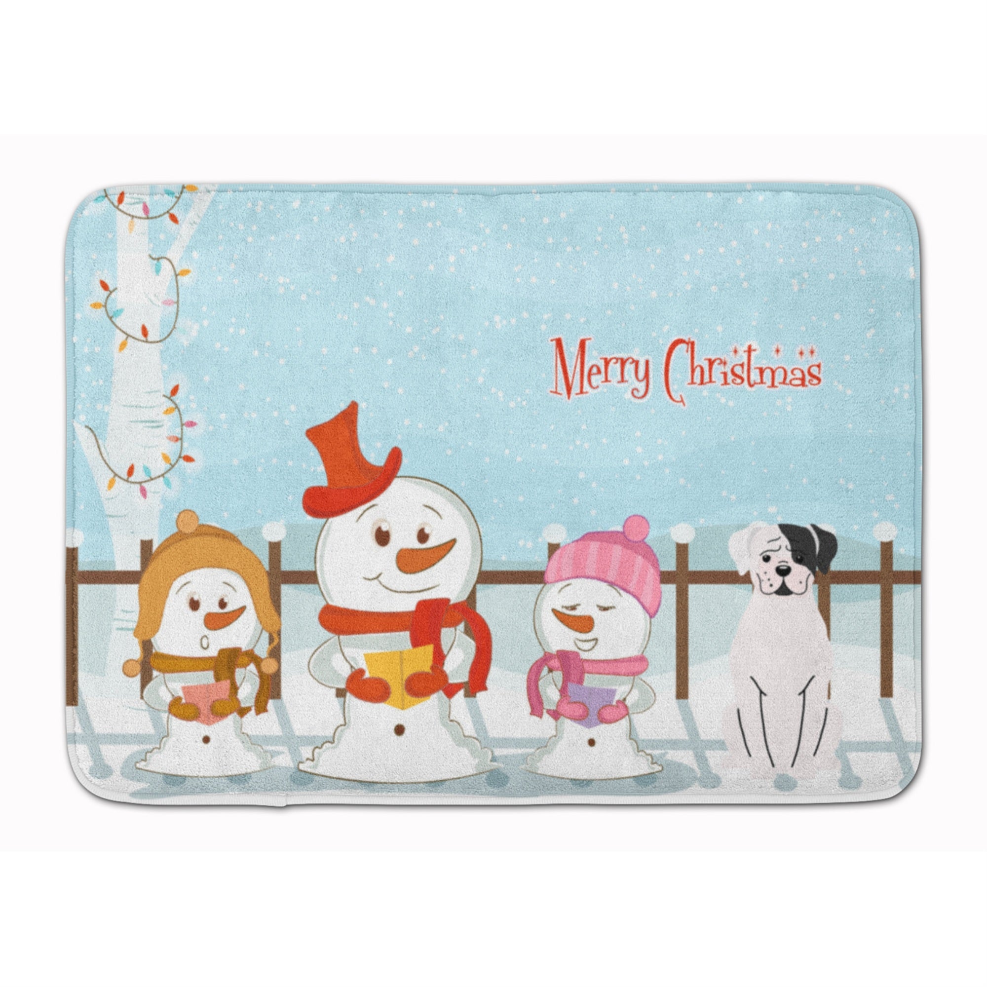 'Caroline'S Treasures Christmas Carolers White Boxer Cooper Floor Mat, 19'''' X 27'''', Multicolor''