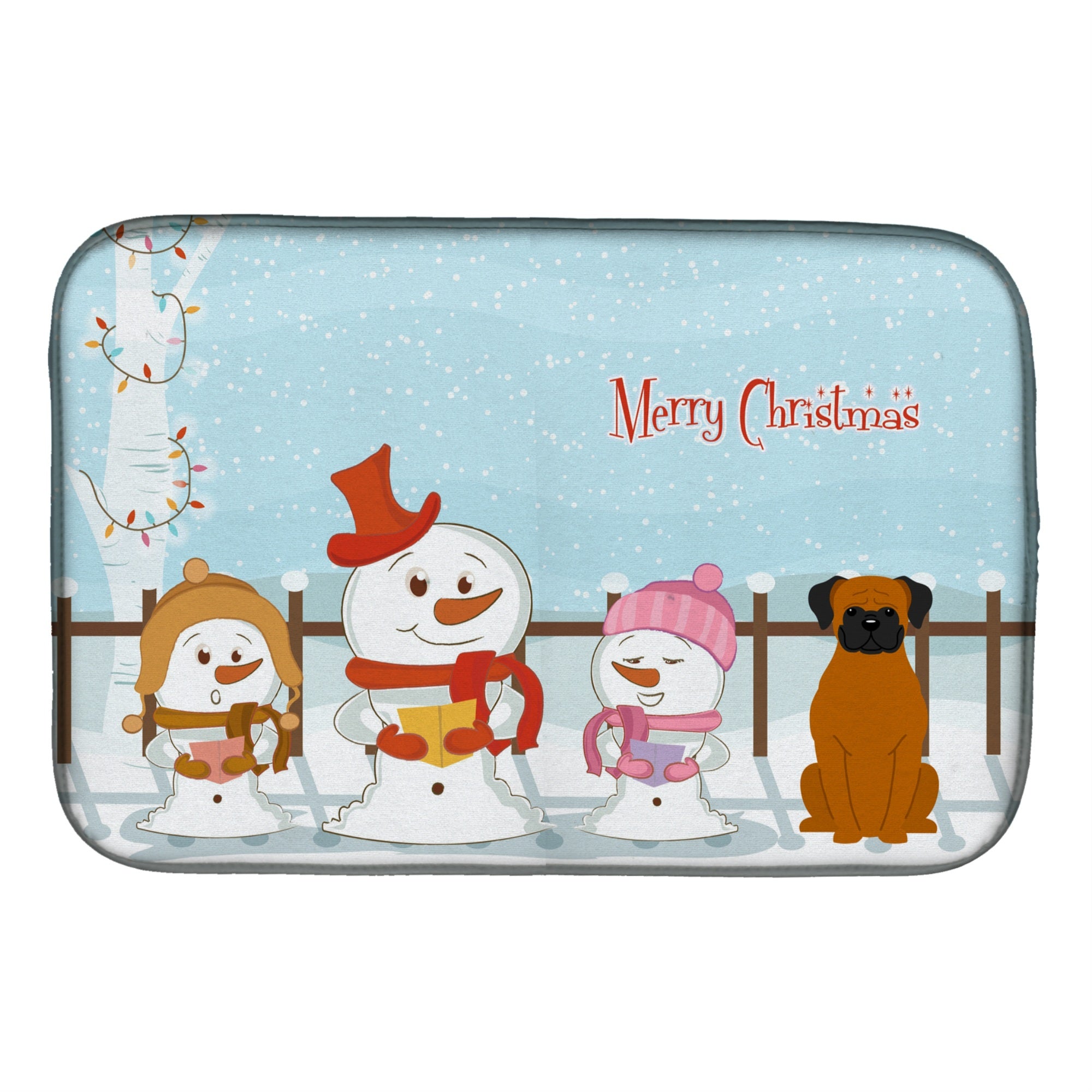 'Caroline'S Treasures Merry Christmas Carolers Fawn Boxer Dish Drying Mat, 14'''' X 21''''''