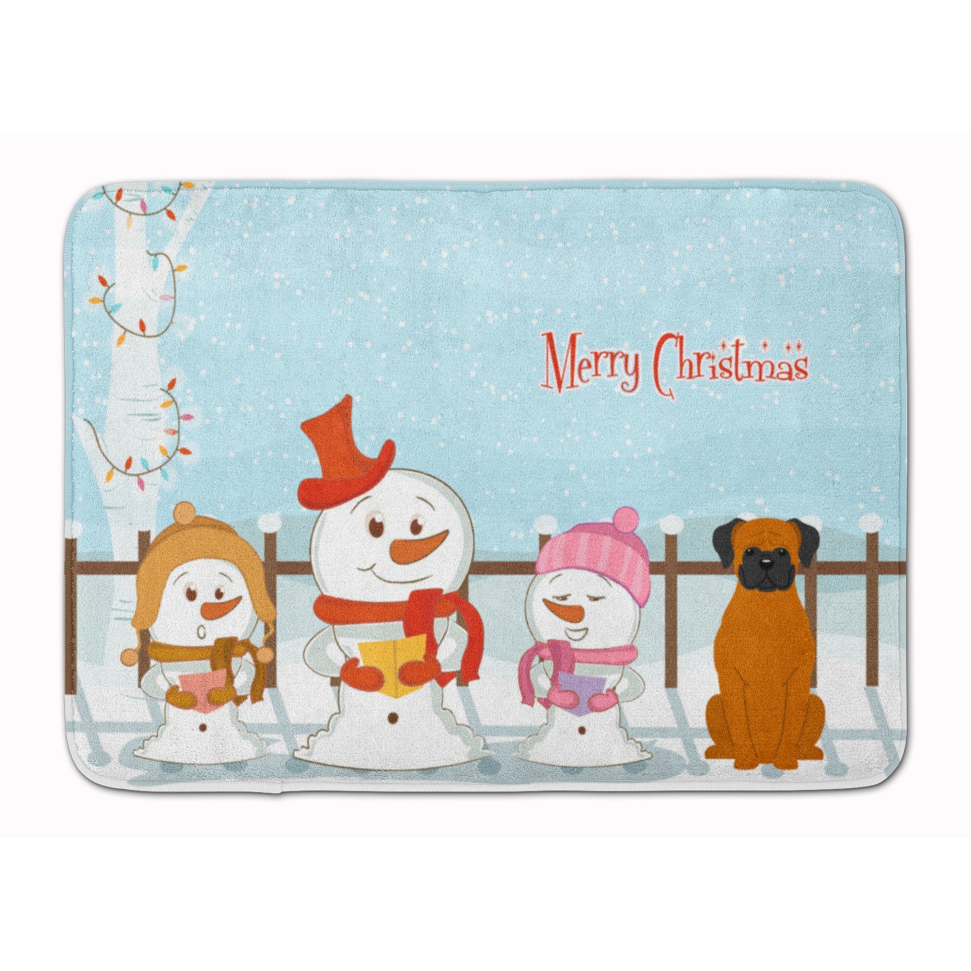 Carolines Treasures Merry Christmas Carolers Fawn Boxer Floor Mat, 19 x 27, Multicolor