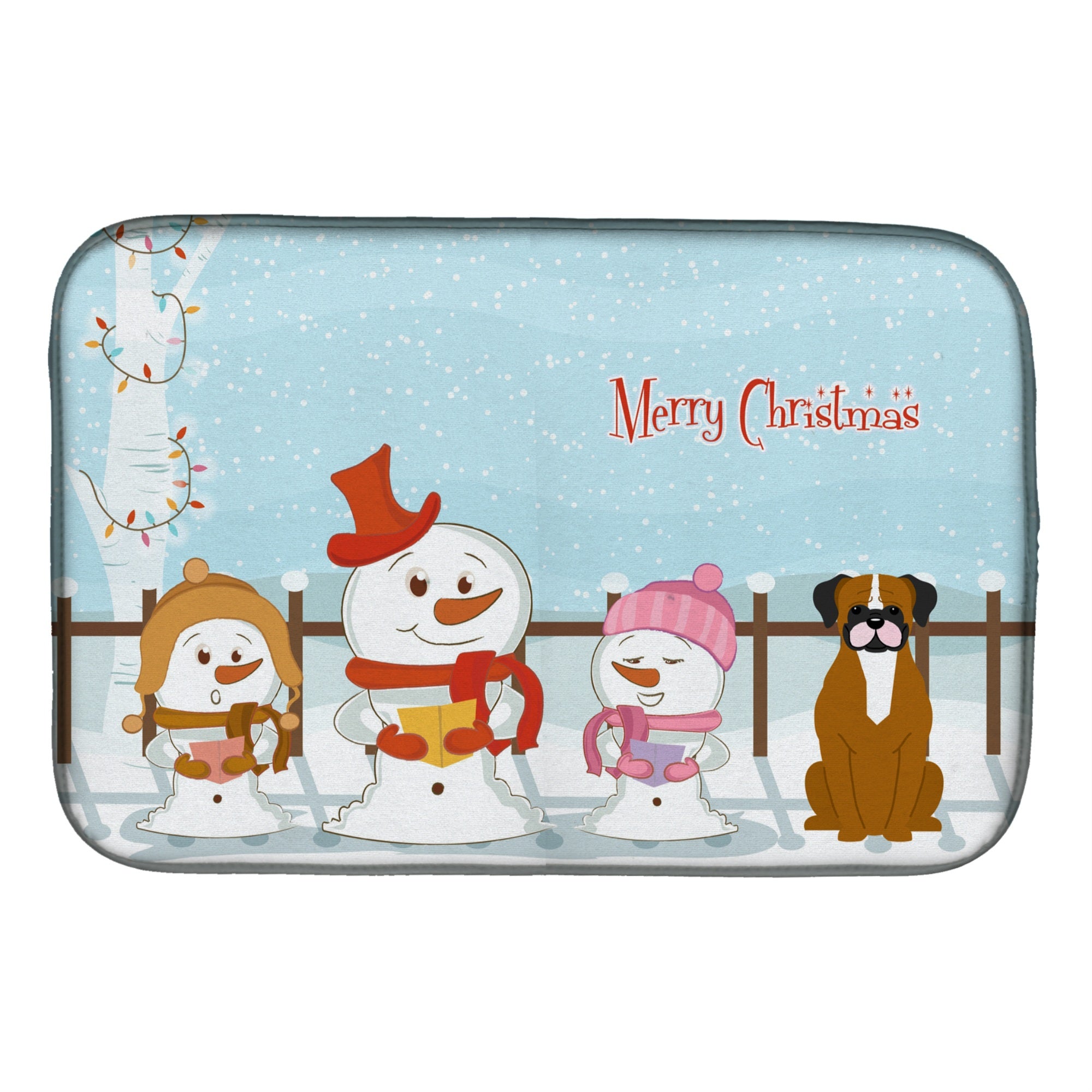'Caroline'S Treasures Merry Christmas Carolers Flashy Fawn Boxer Dish Drying Mat, 14'''' X 21''''''