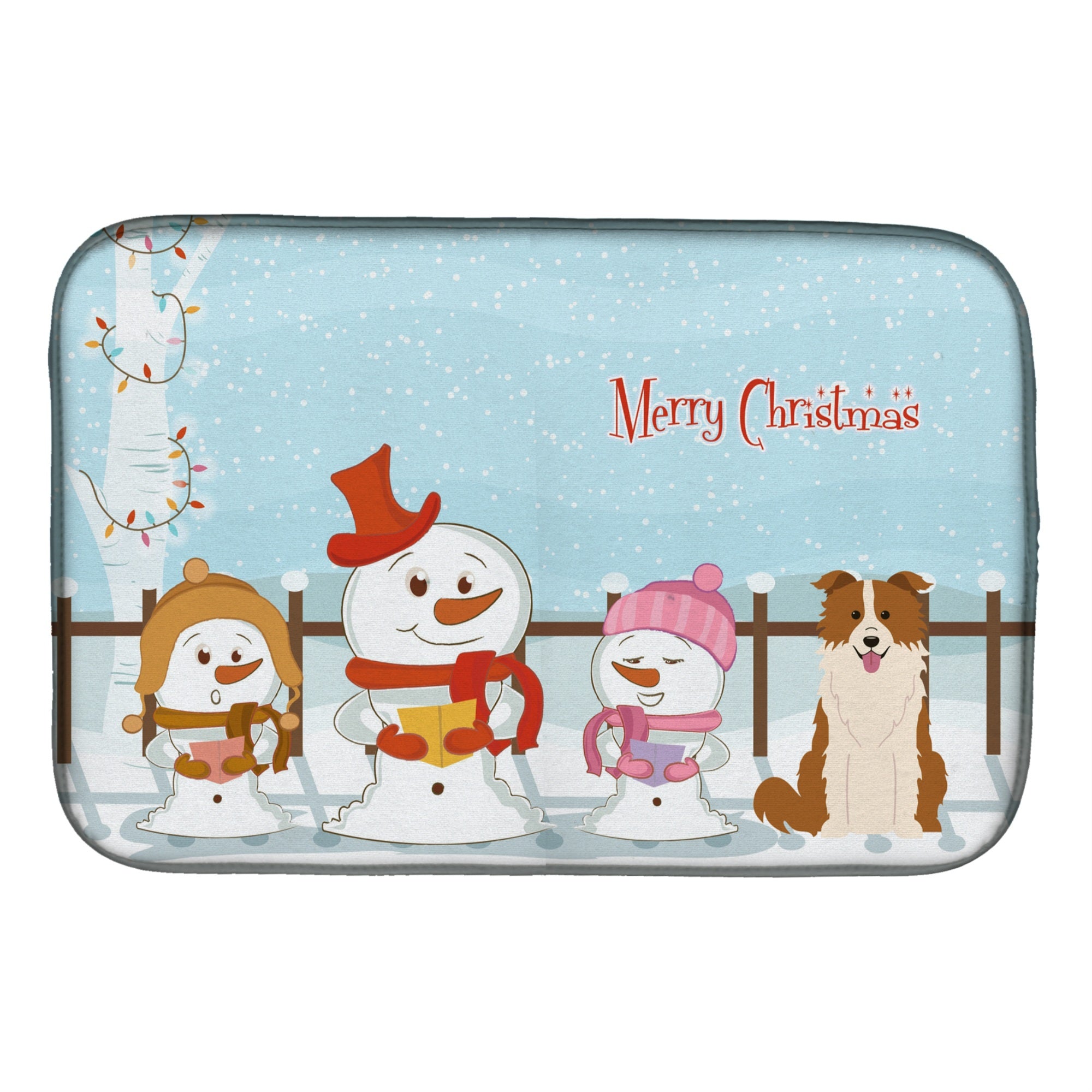 'Caroline'S Treasures Merry Christmas Carolers Border Collie Red White Dish Drying Mat, 14'''' X 21''''''