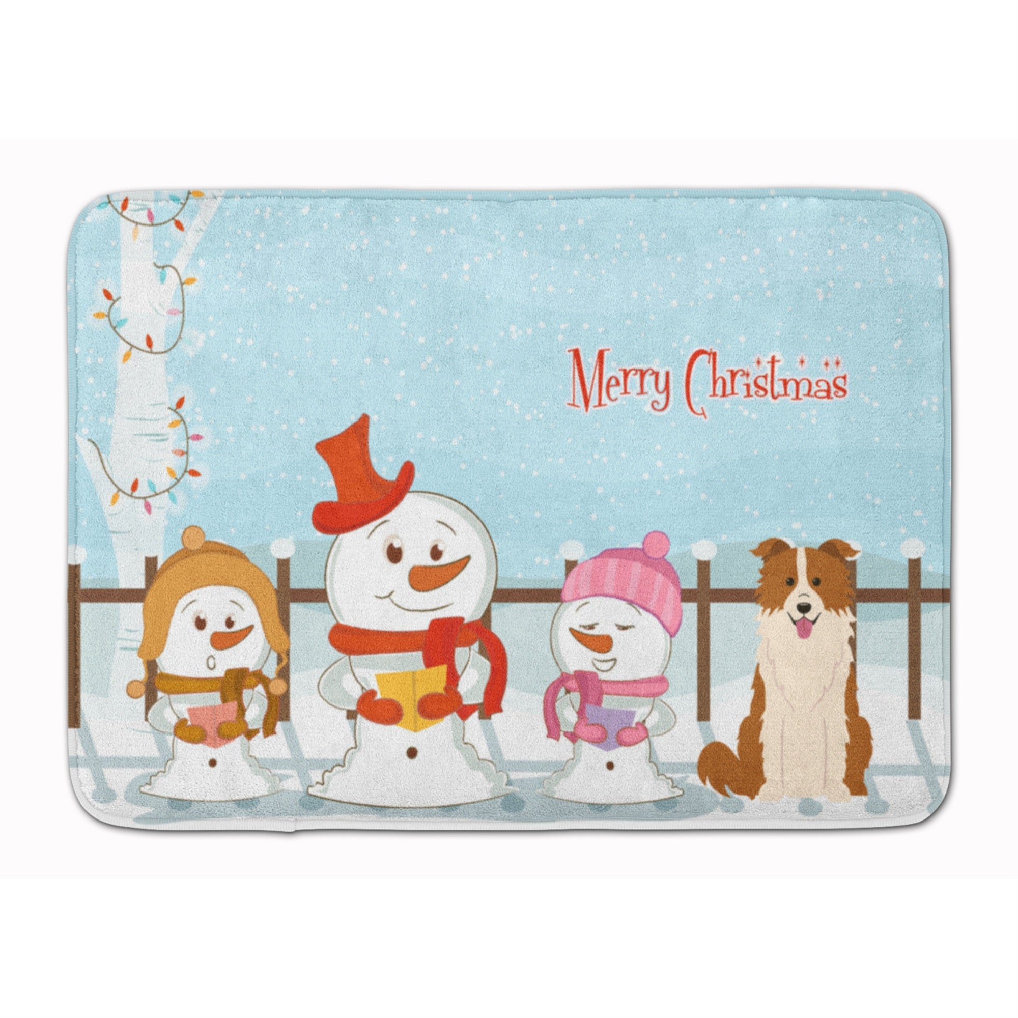 'Caroline'S Treasures Merry Christmas Border Collie Red White Floor Mat, 19'''' X 27'''', Multicolor''