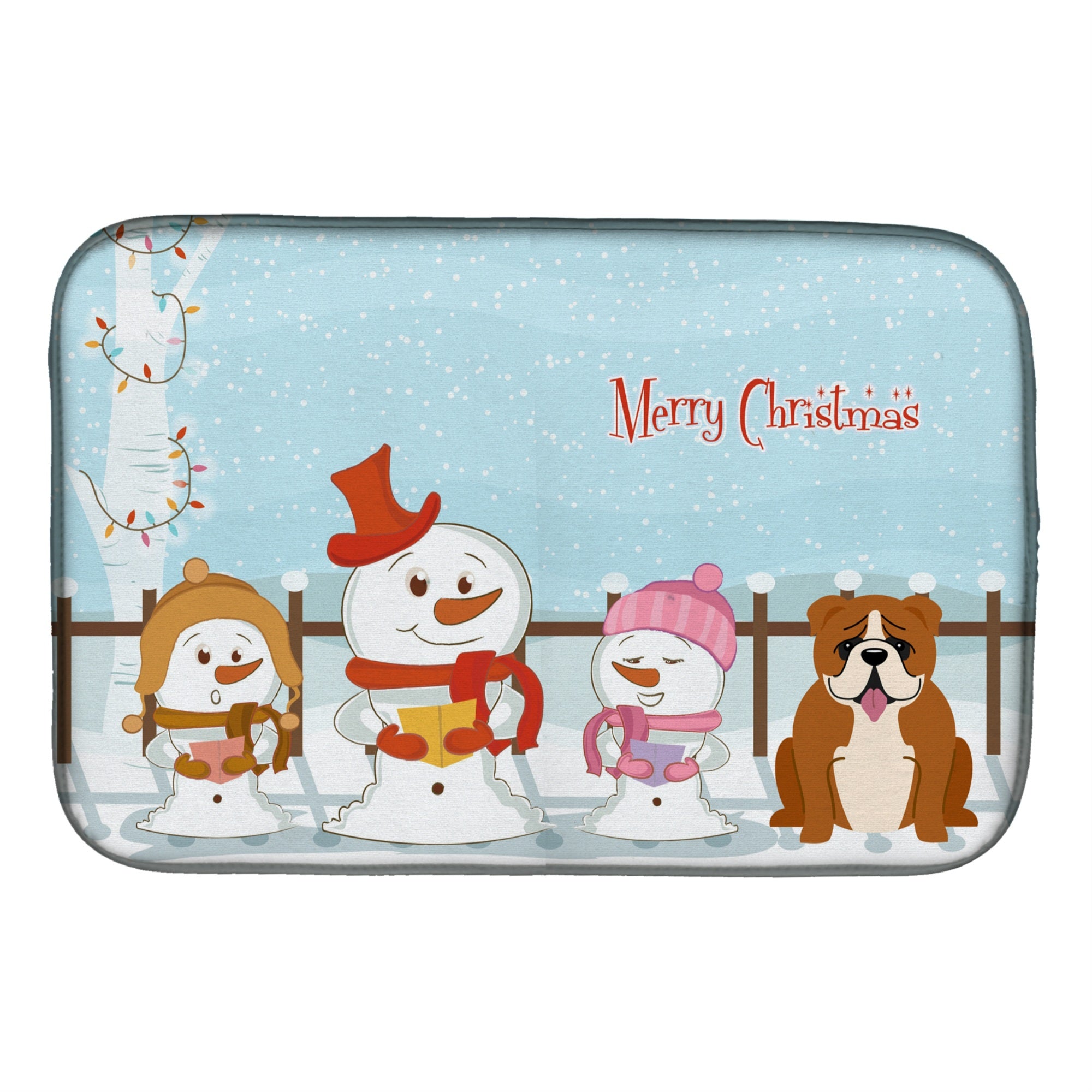 'Caroline'S Treasures Merry Christmas Carolers English Bulldog Red White Dish Drying Mat, 14'''' X 21''''''