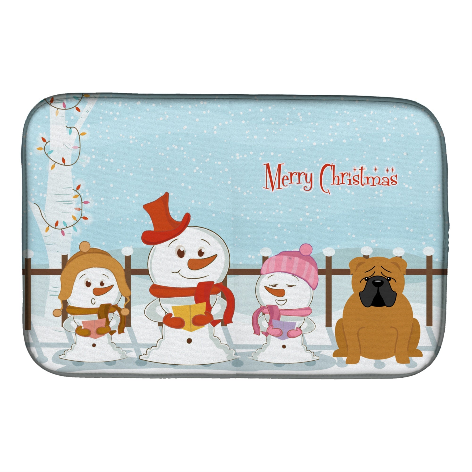'Caroline'S Treasures Merry Christmas Carolers English Bulldog Red Dish Drying Mat, 14'''' X 21''''''