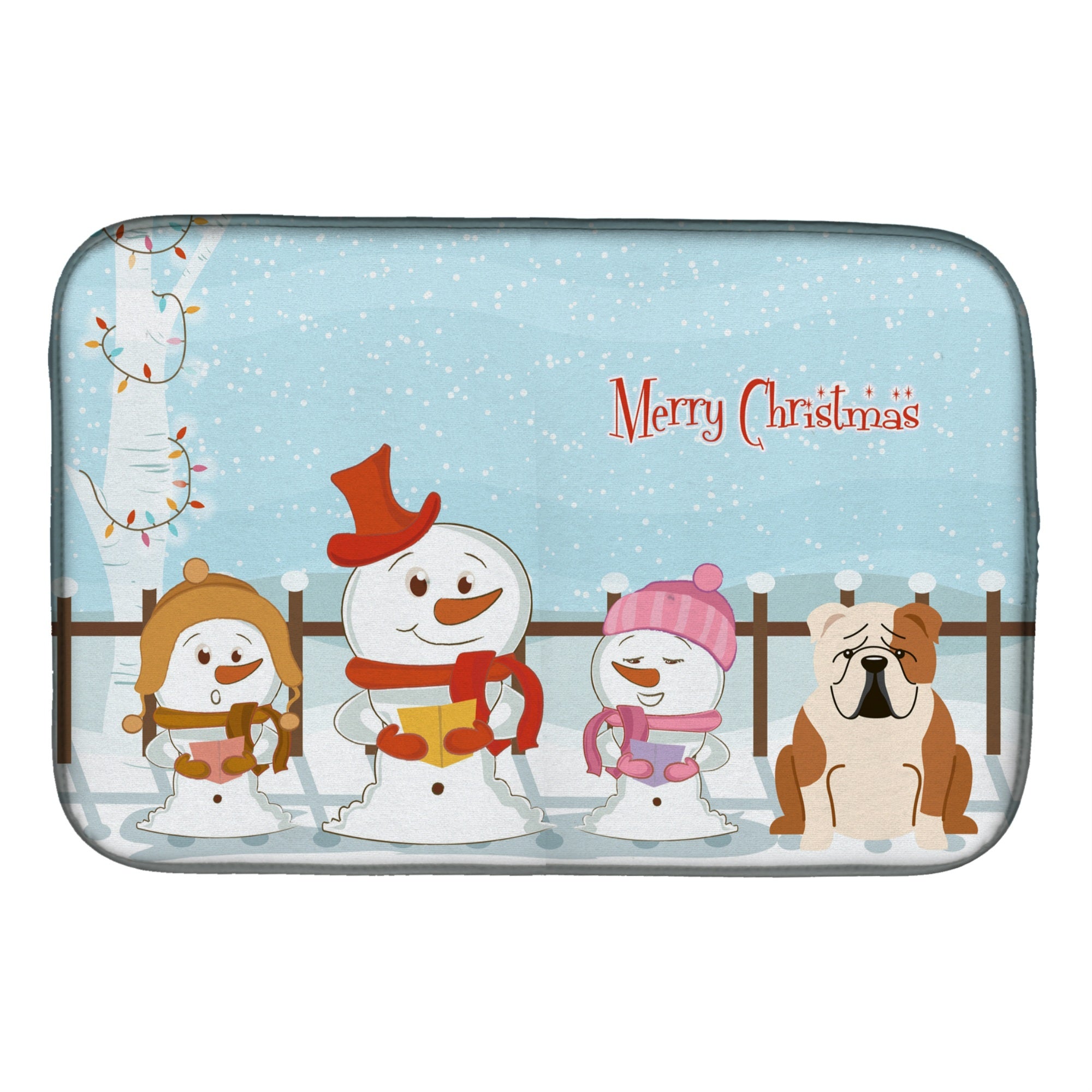'Caroline'S Treasures Merry Christmas Carolers English Bulldog Fawn White Dish Drying Mat, 14'''' X 21''''''