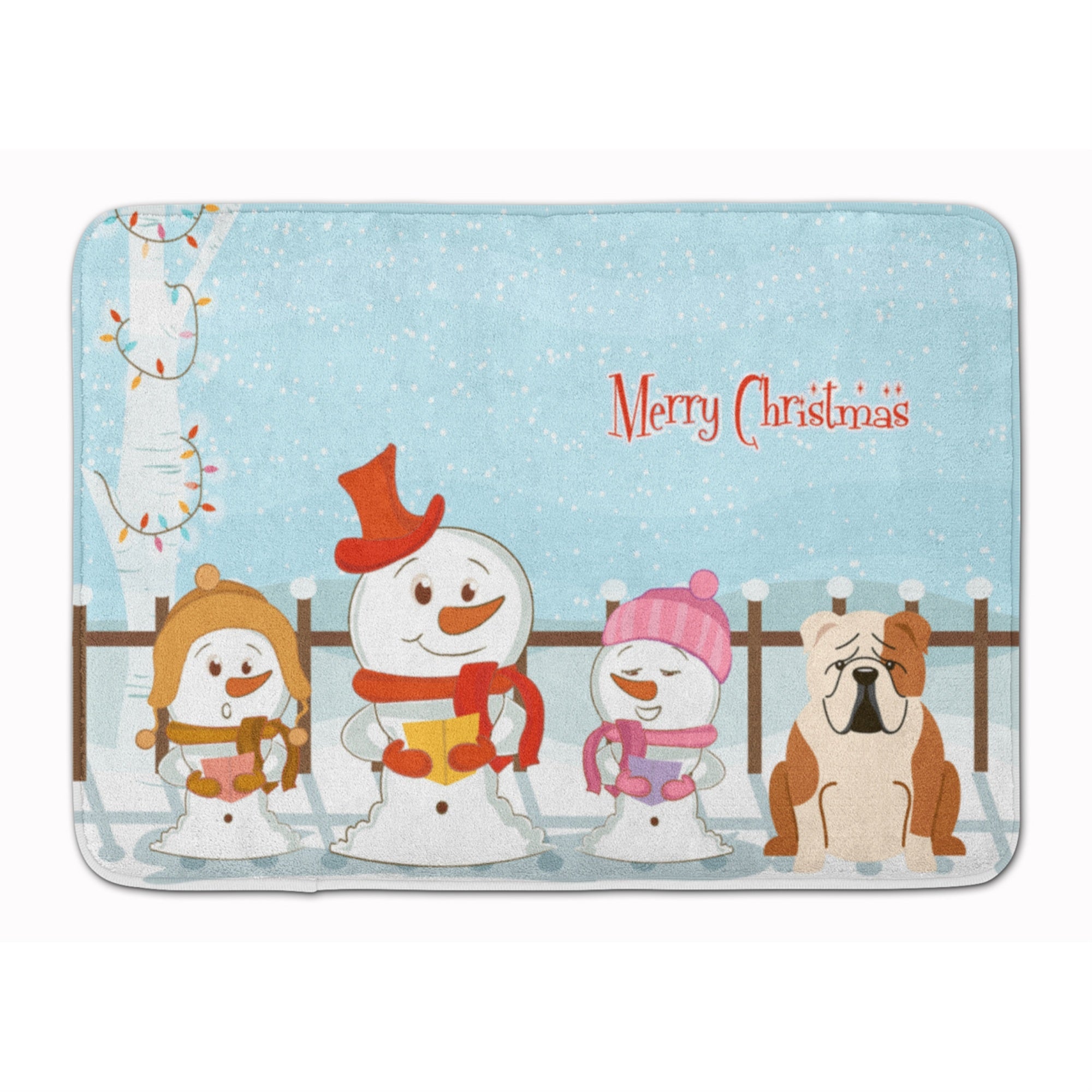 Carolines Treasures Christmas English Bulldog Fawn White Floor Mat, 19 x 27, Multicolor