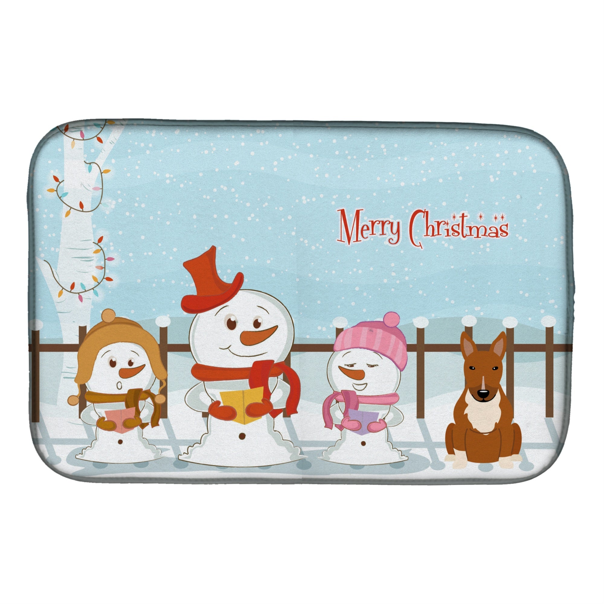 'Caroline'S Treasures Merry Christmas Carolers Bull Terrier Red Dish Drying Mat, 14 X 21''