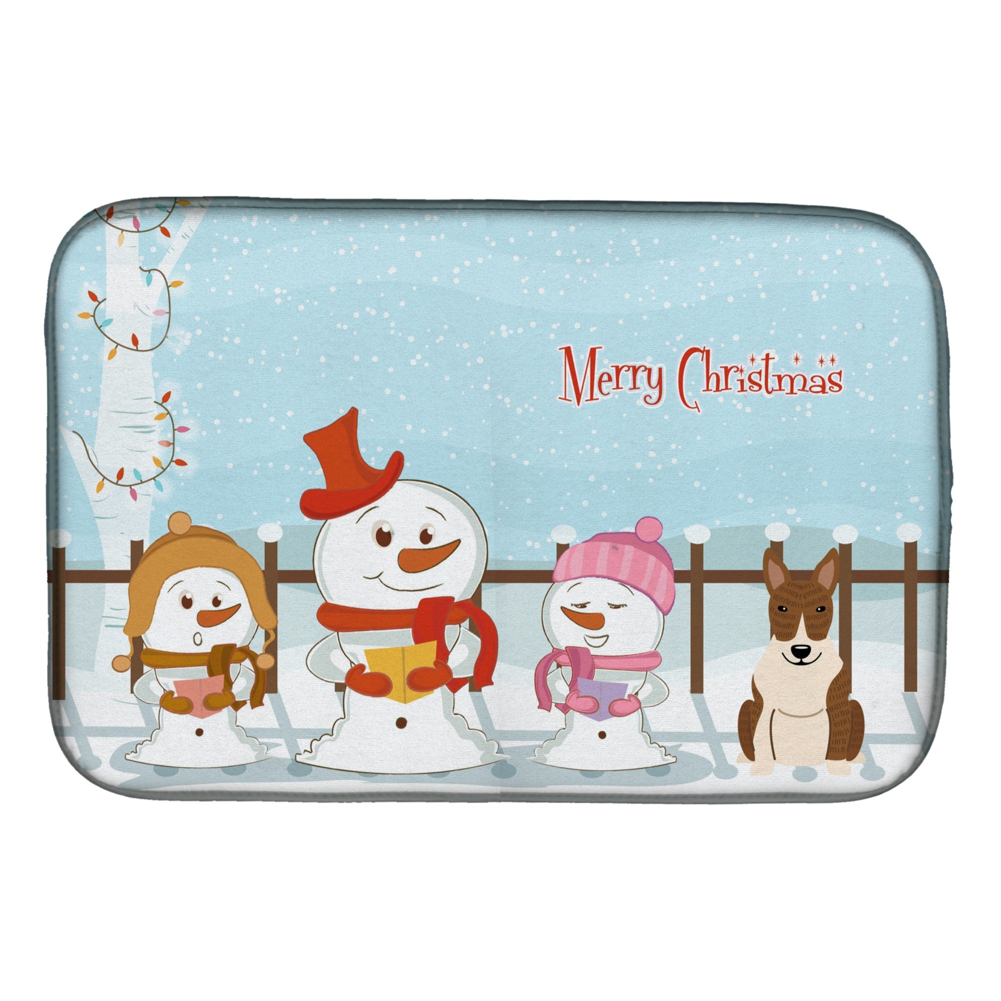 'Caroline'S Treasures Merry Christmas Carolers Bull Terrier Brindle Dish Drying Mat, 14'''' X 21''''''