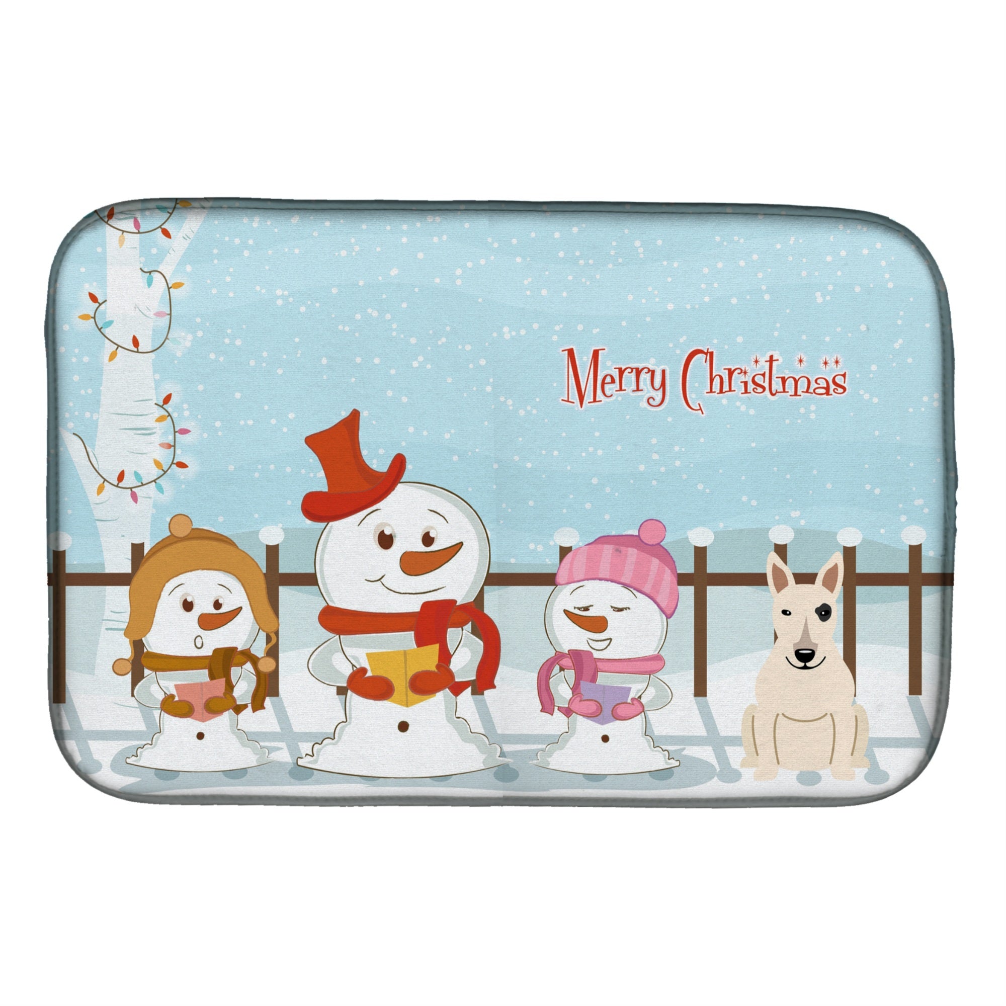 'Caroline'S Treasures Merry Christmas Carolers Bull Terrier White Dish Drying Mat, 14'''' X 21''''''